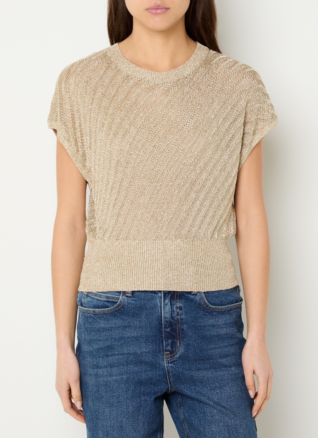 French Connection Jada grofgebreide top met lurex - detail 3 goud