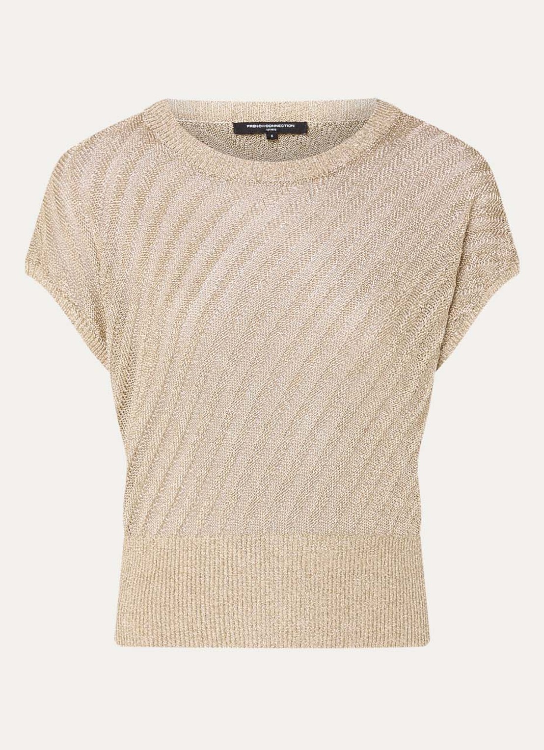 French Connection Jada grofgebreide top met lurex - voorkant goud
