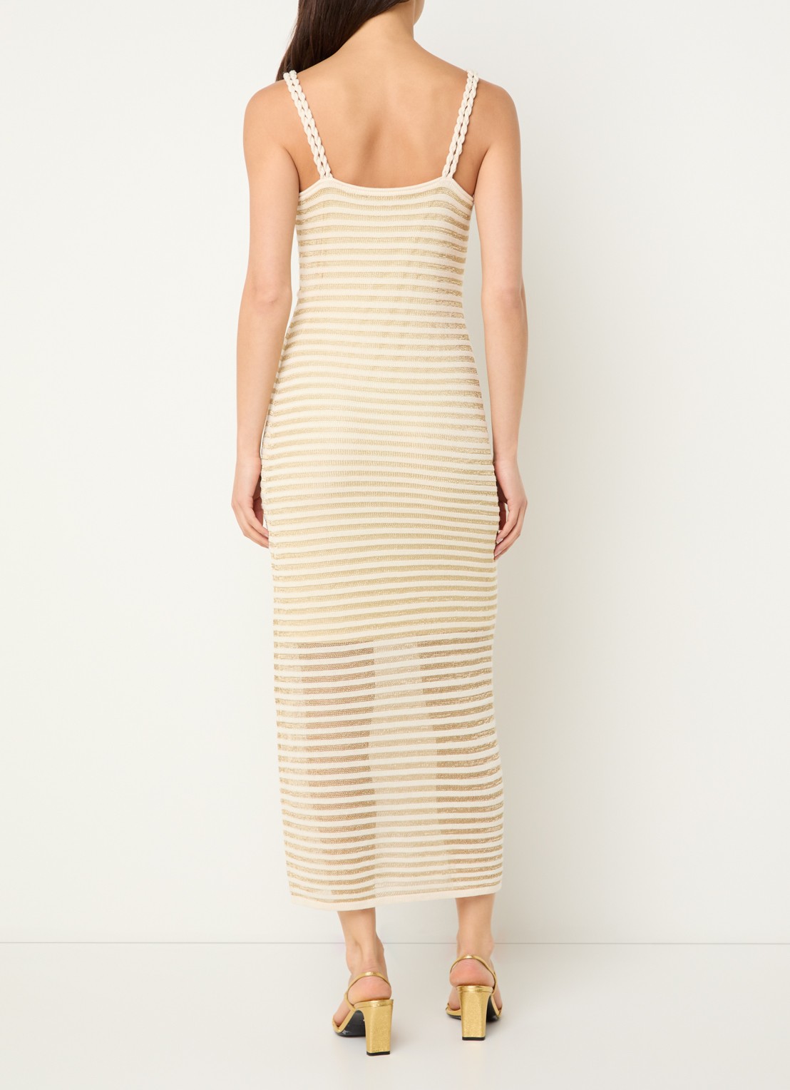 French Connection Jerry fijngebreide midi jurk met lurex - achterkant 4 creme