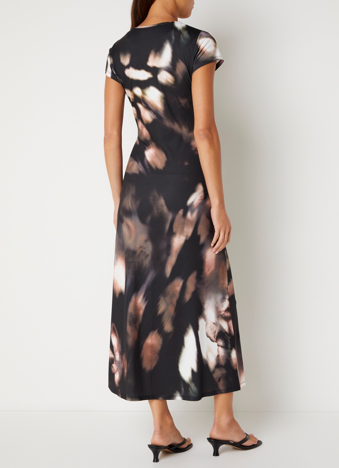 French Connection Josephine Maxine midi jurk met print - achterkant zwart