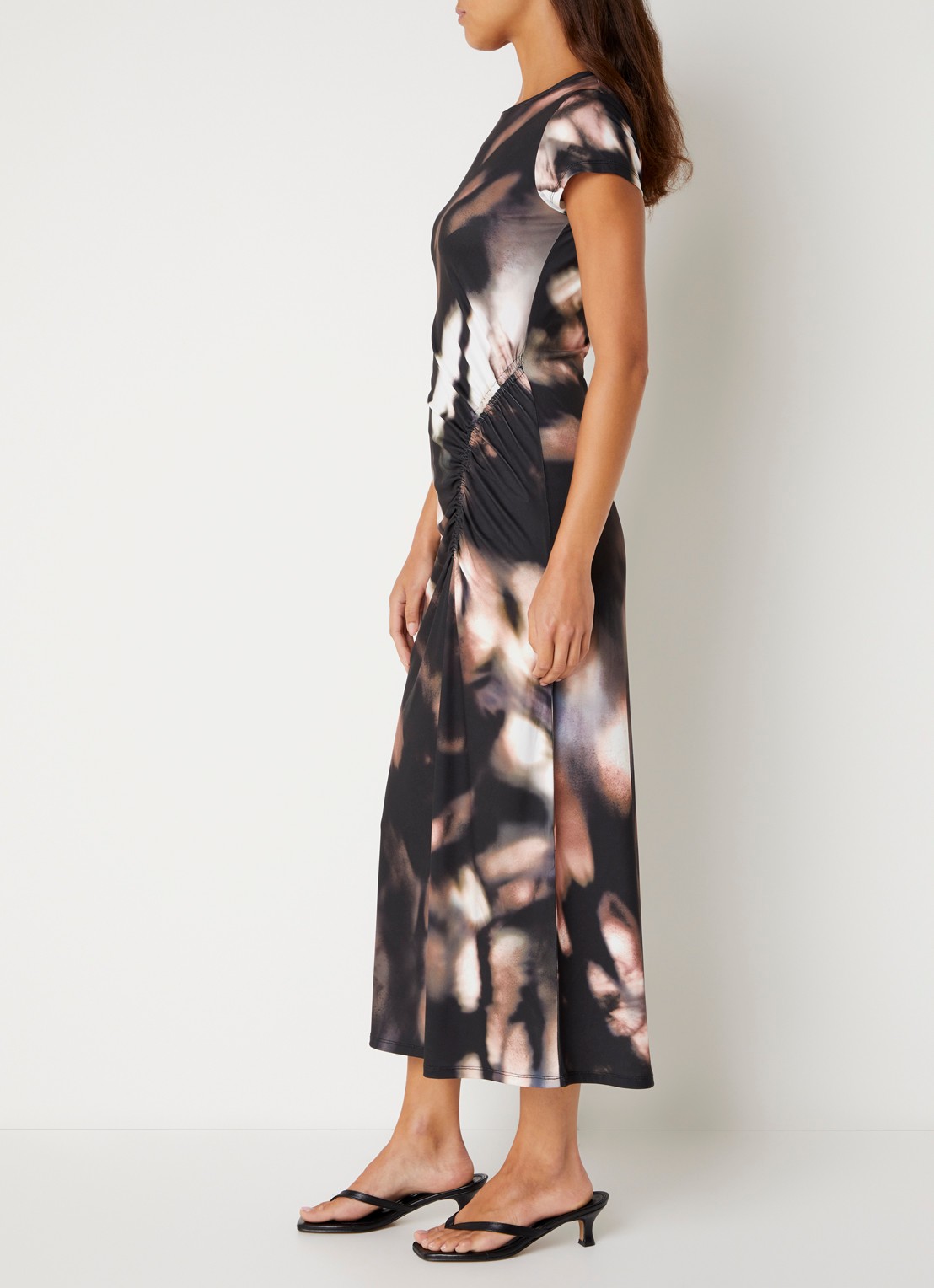 French Connection Josephine Maxine midi jurk met print - voorkant 4 zwart