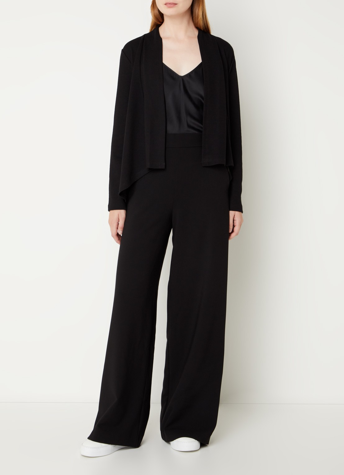 French Connection Josie openvallend vest met stretch - voorkant 3 zwart