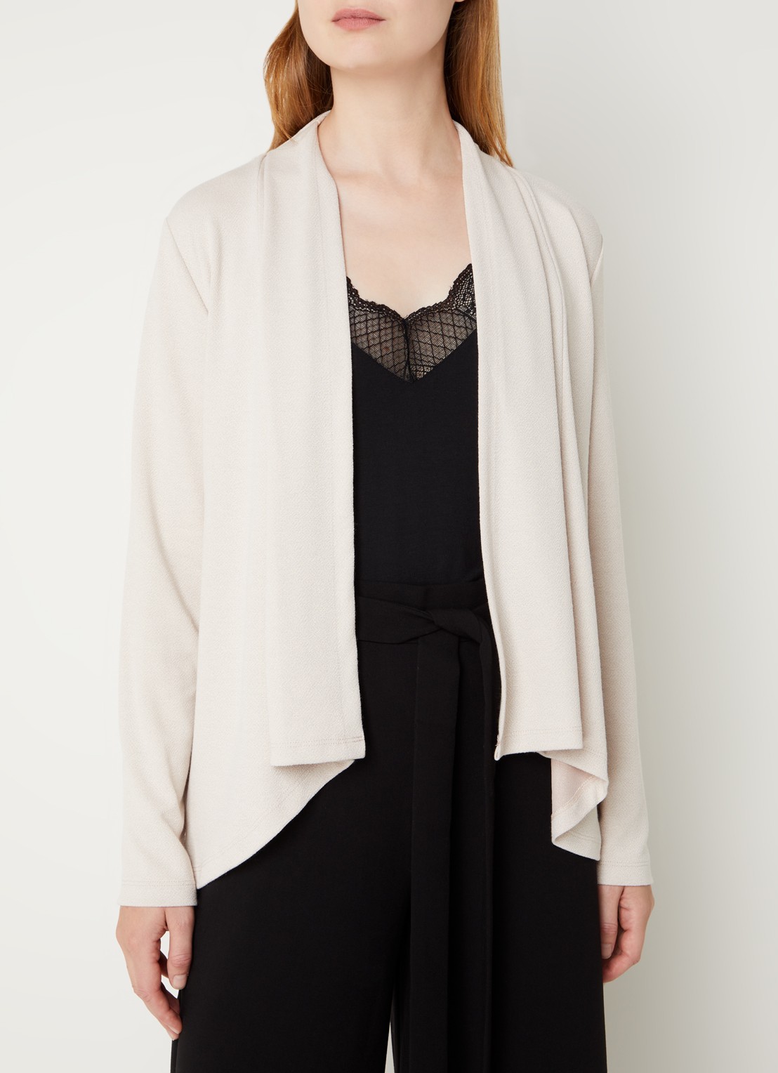 French Connection Josie openvallend vest met stretch - detail creme