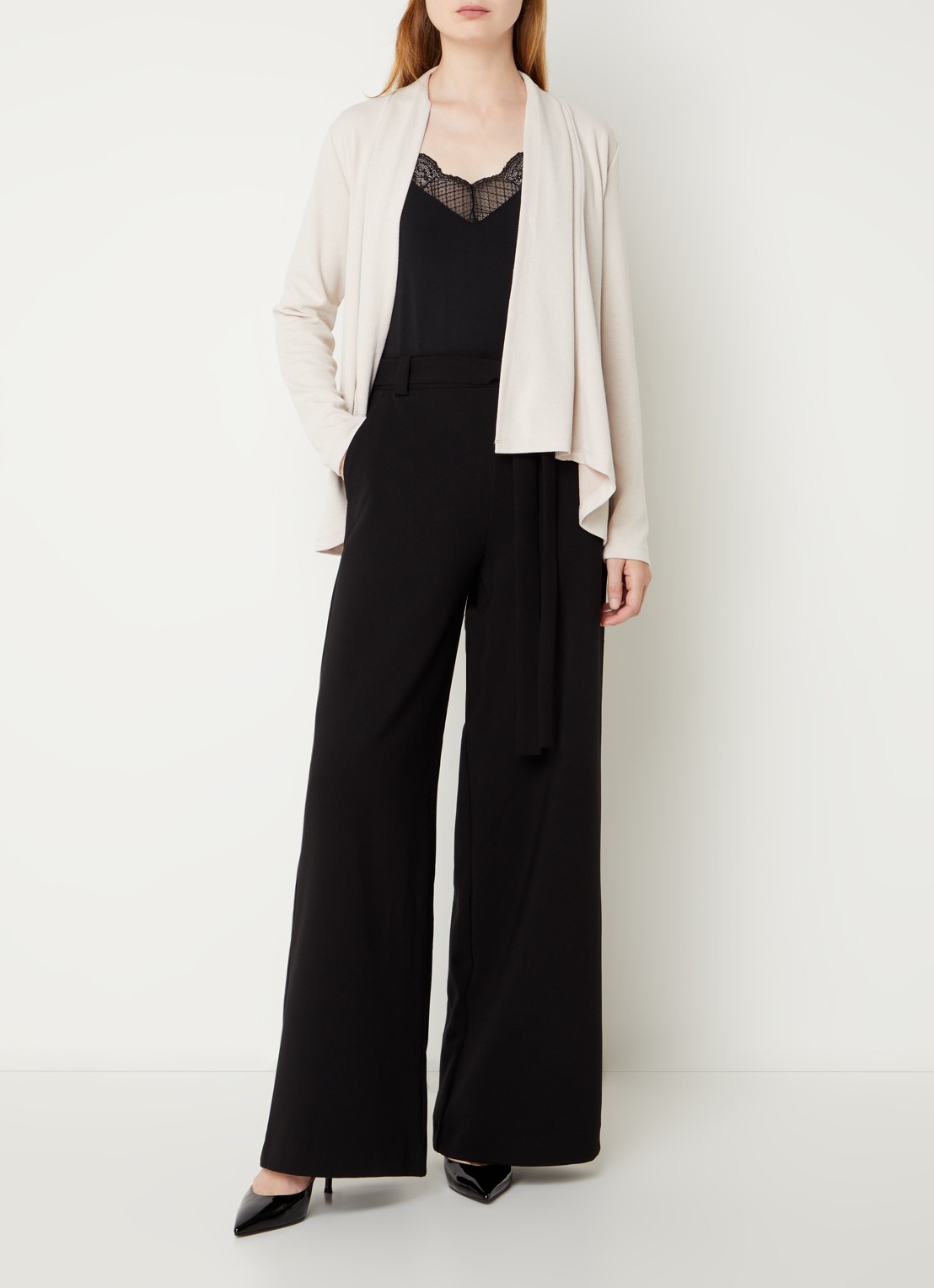 French Connection Josie openvallend vest met stretch - voorkant 4 creme