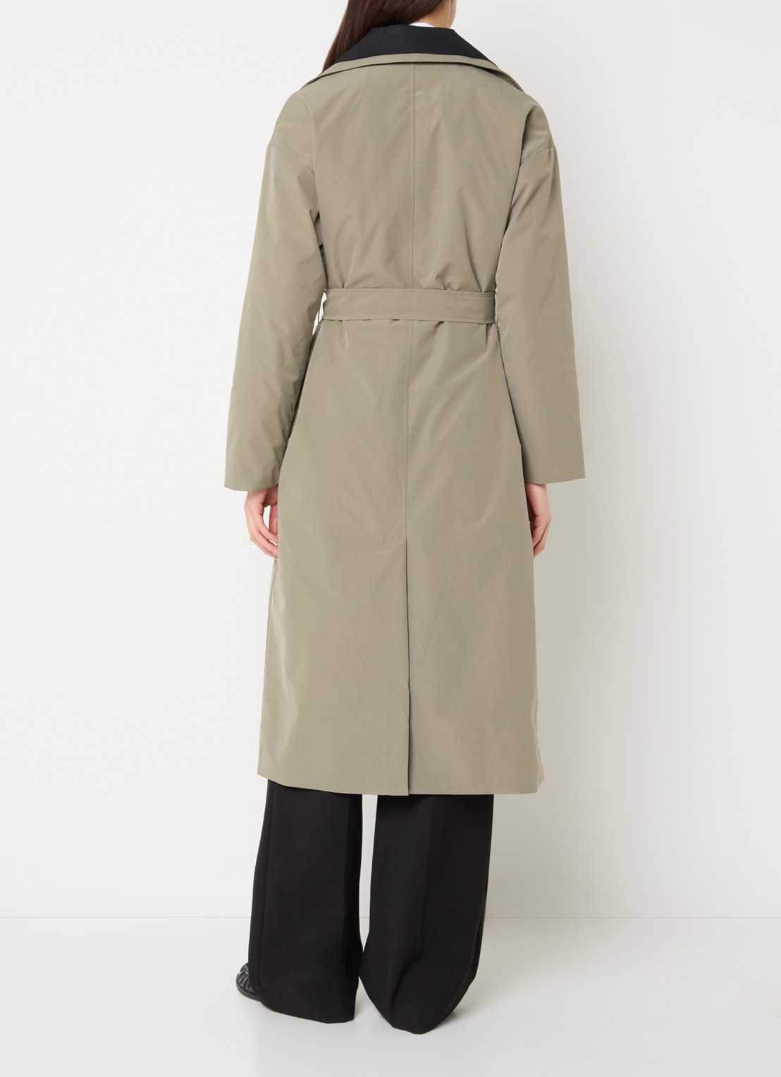 French Connection Kaci trenchcoat met strikceintuur - achterkant 4 olijfgroen