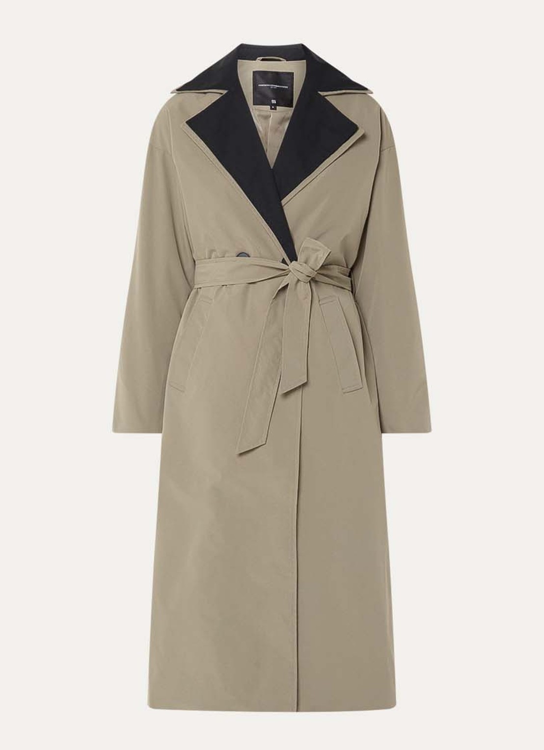 French Connection Kaci trenchcoat met strikceintuur - voorkant 2 olijfgroen