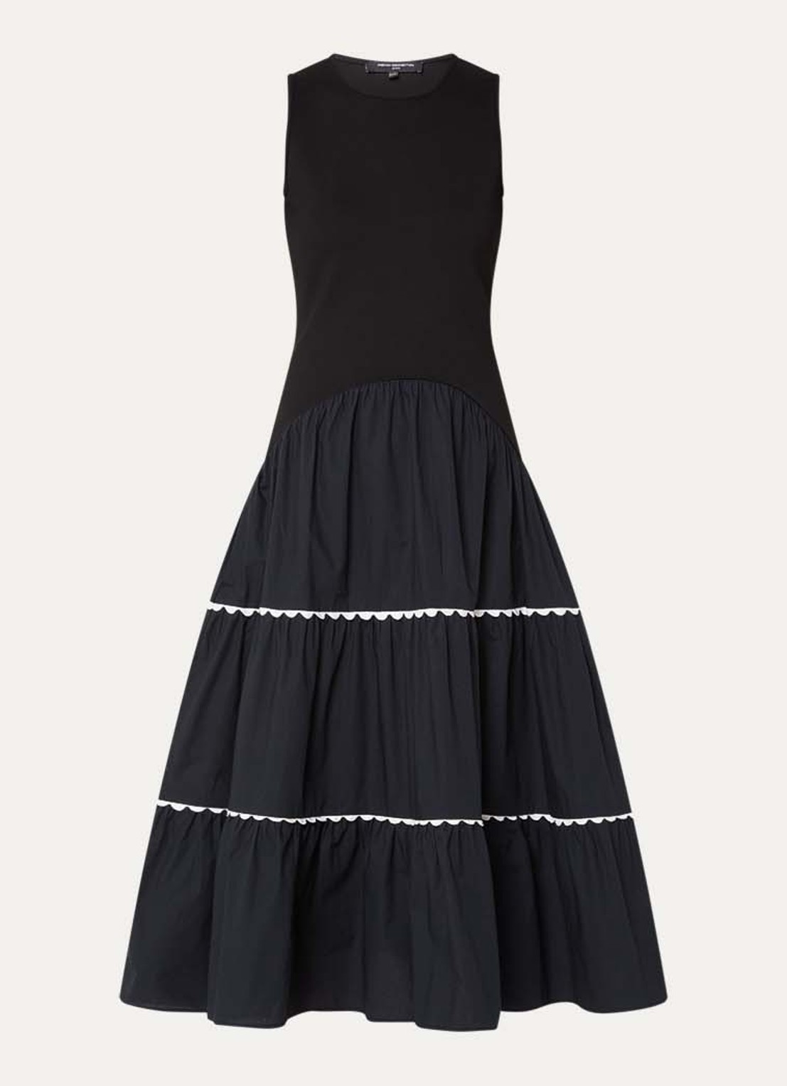 French Connection Kaylie gelaagde midi jurk met steekzakken - voorkant 2 zwart