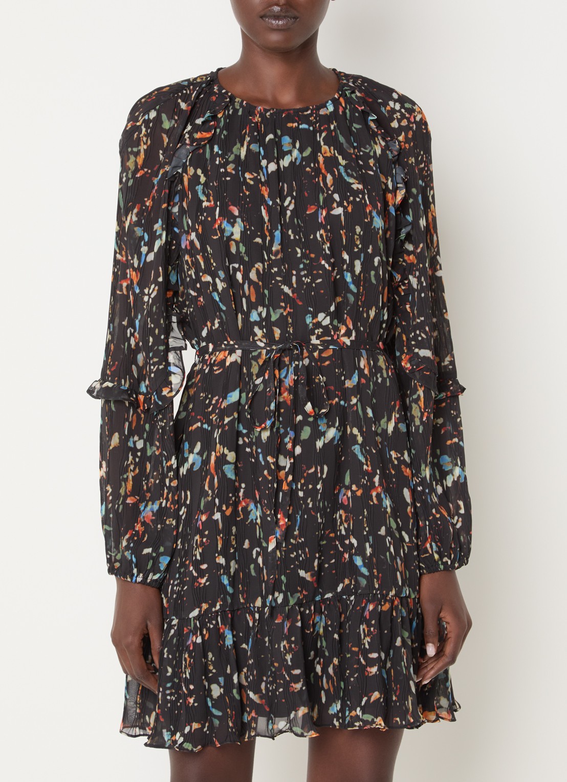 French Connection Kylie Claudette mini jurk met print - detail zwart