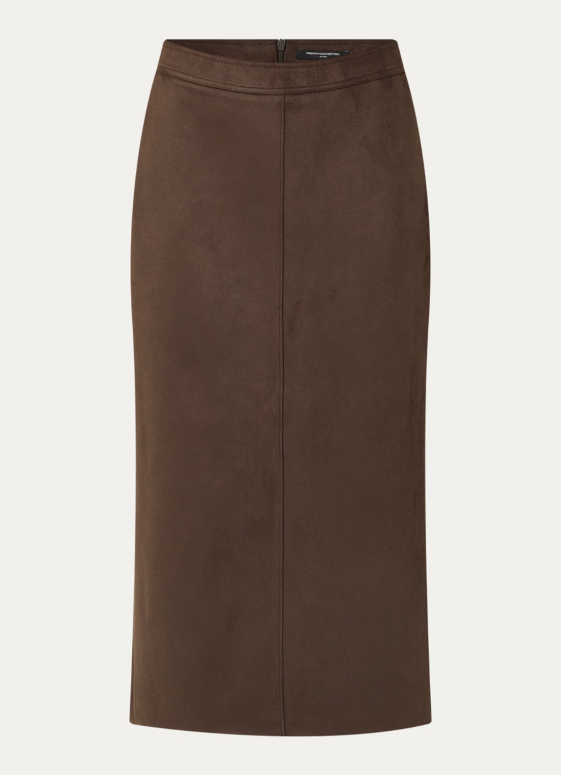 French Connection Laney midi rok van suède  - voorkant 3 bruin