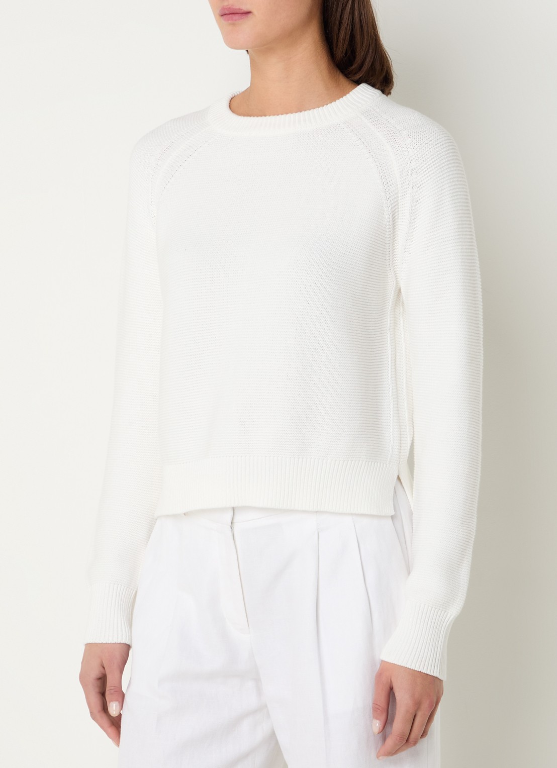 French Connection Lilly grofgebreide trui met stretch  - detail wit