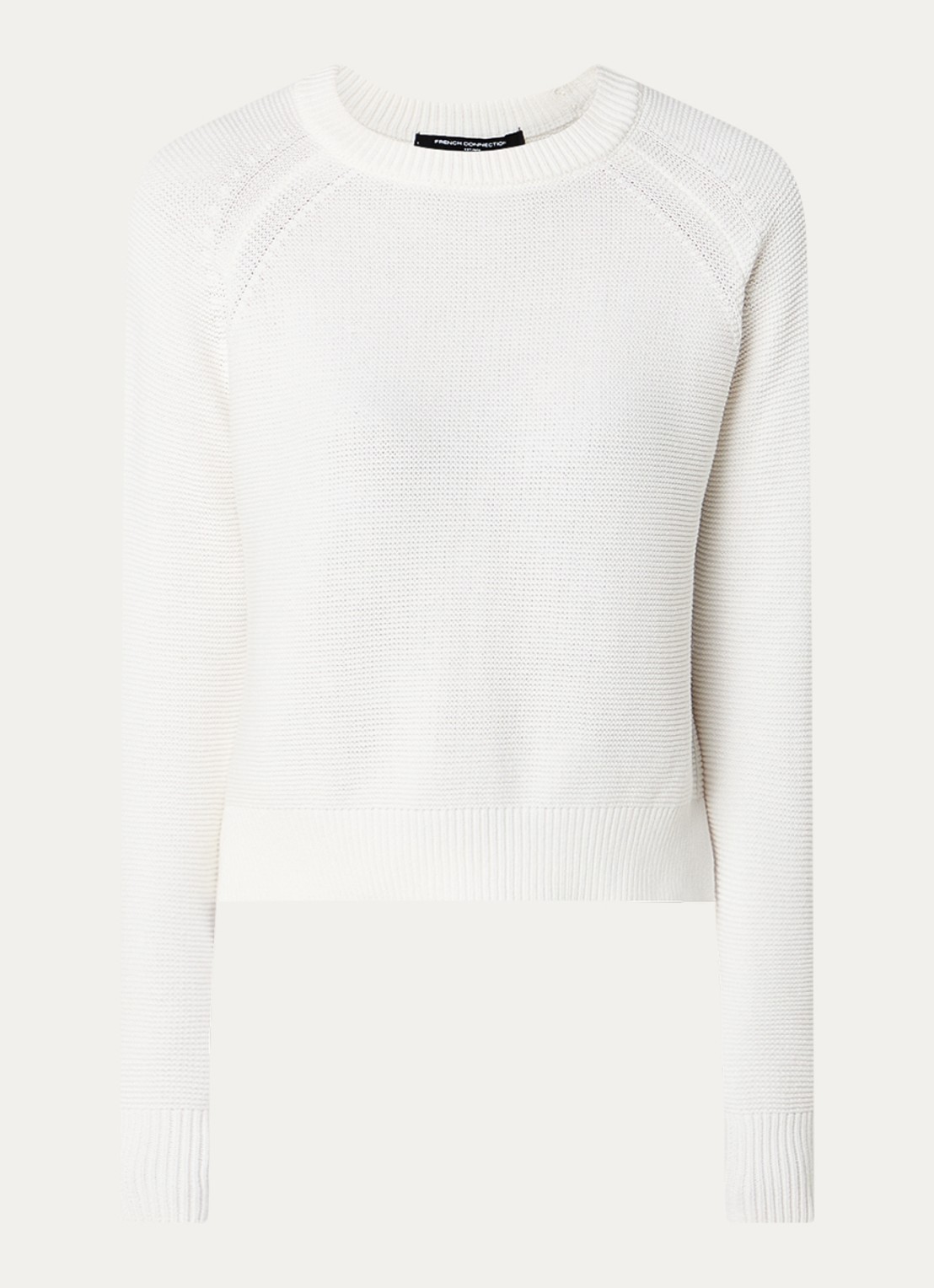 French Connection Lilly grofgebreide trui met stretch  - voorkant 3 wit