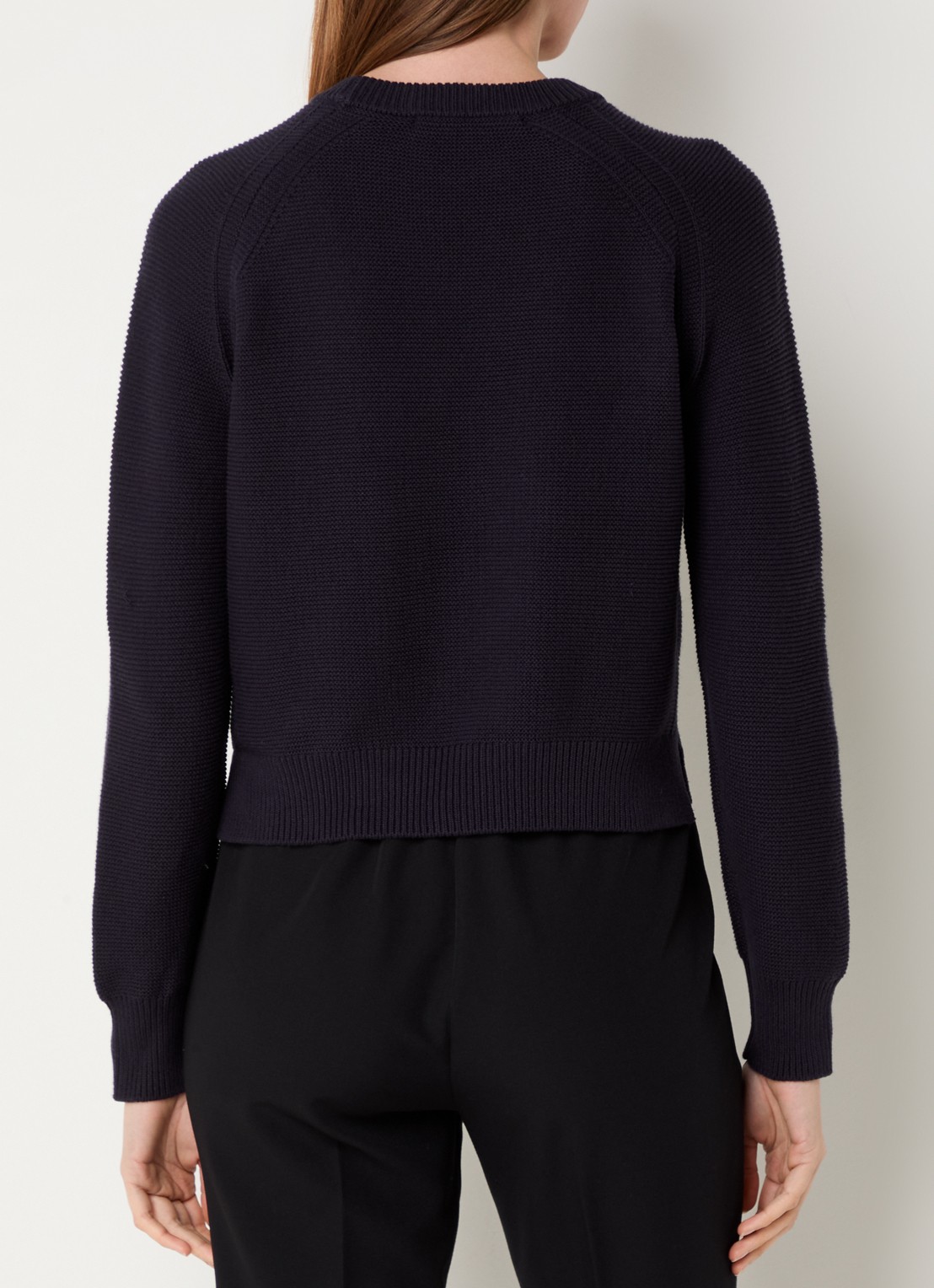 French Connection Lilly grofgebreide trui met stretch  - achterkant 2 donkerblauw