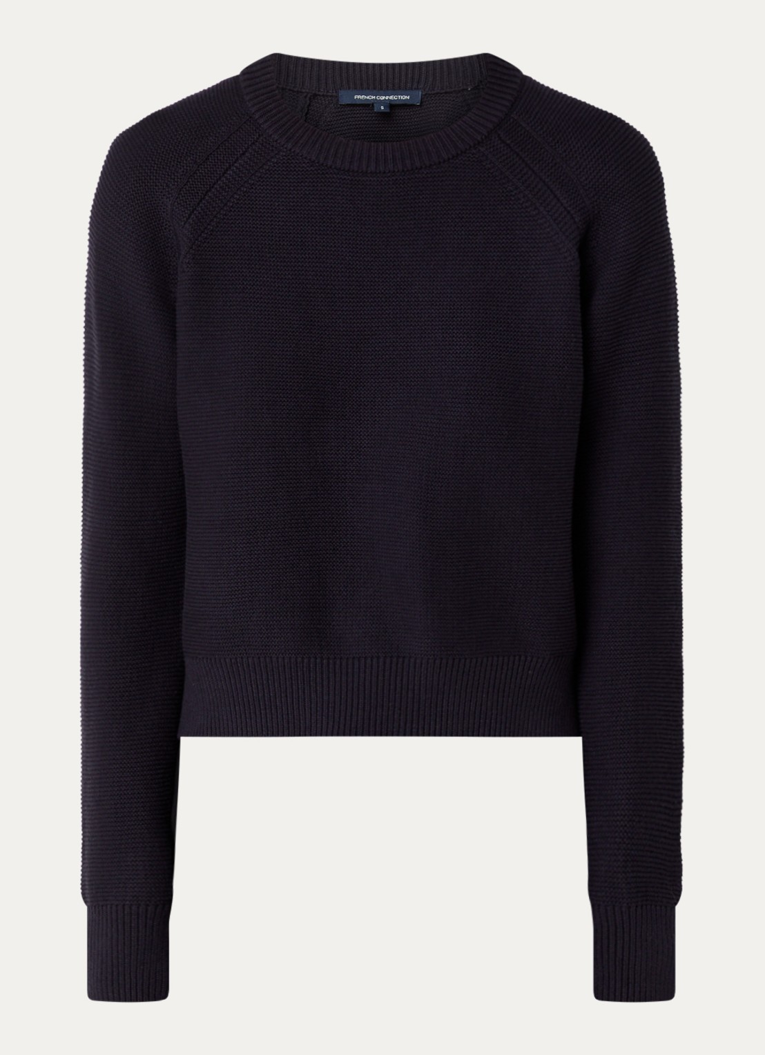 French Connection Lilly grofgebreide trui met stretch  - voorkant 3 donkerblauw