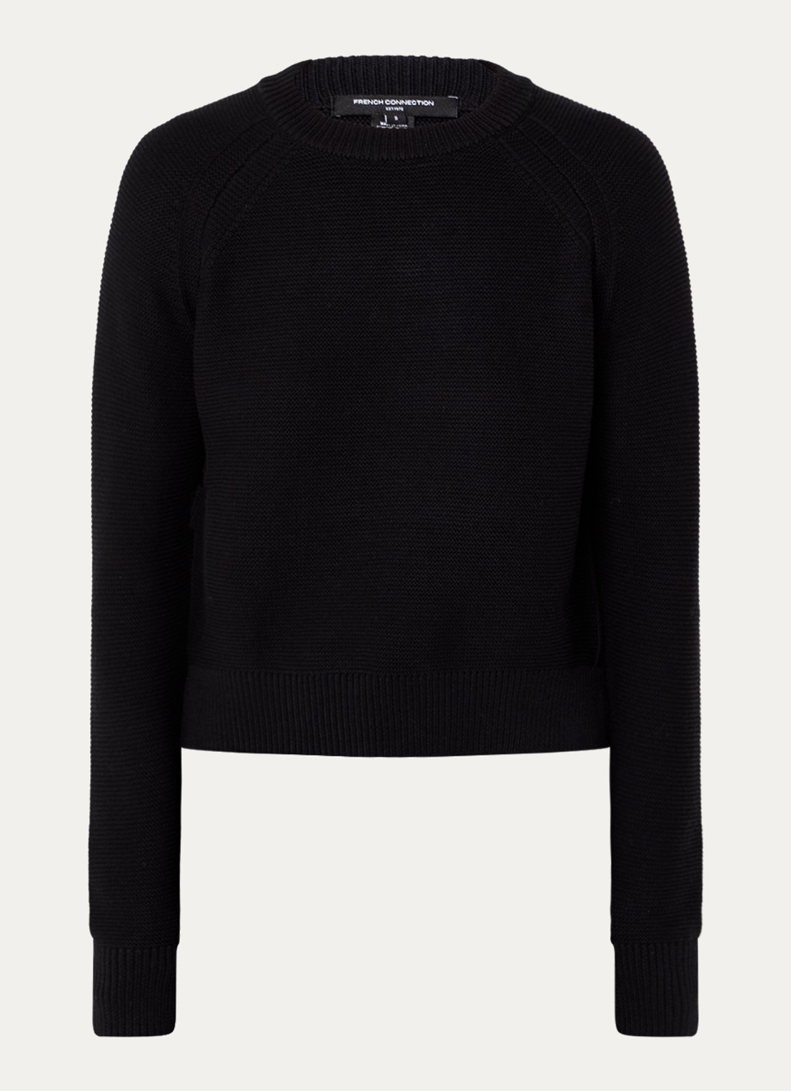 French Connection Lilly grofgebreide trui met stretch  - voorkant 3 zwart