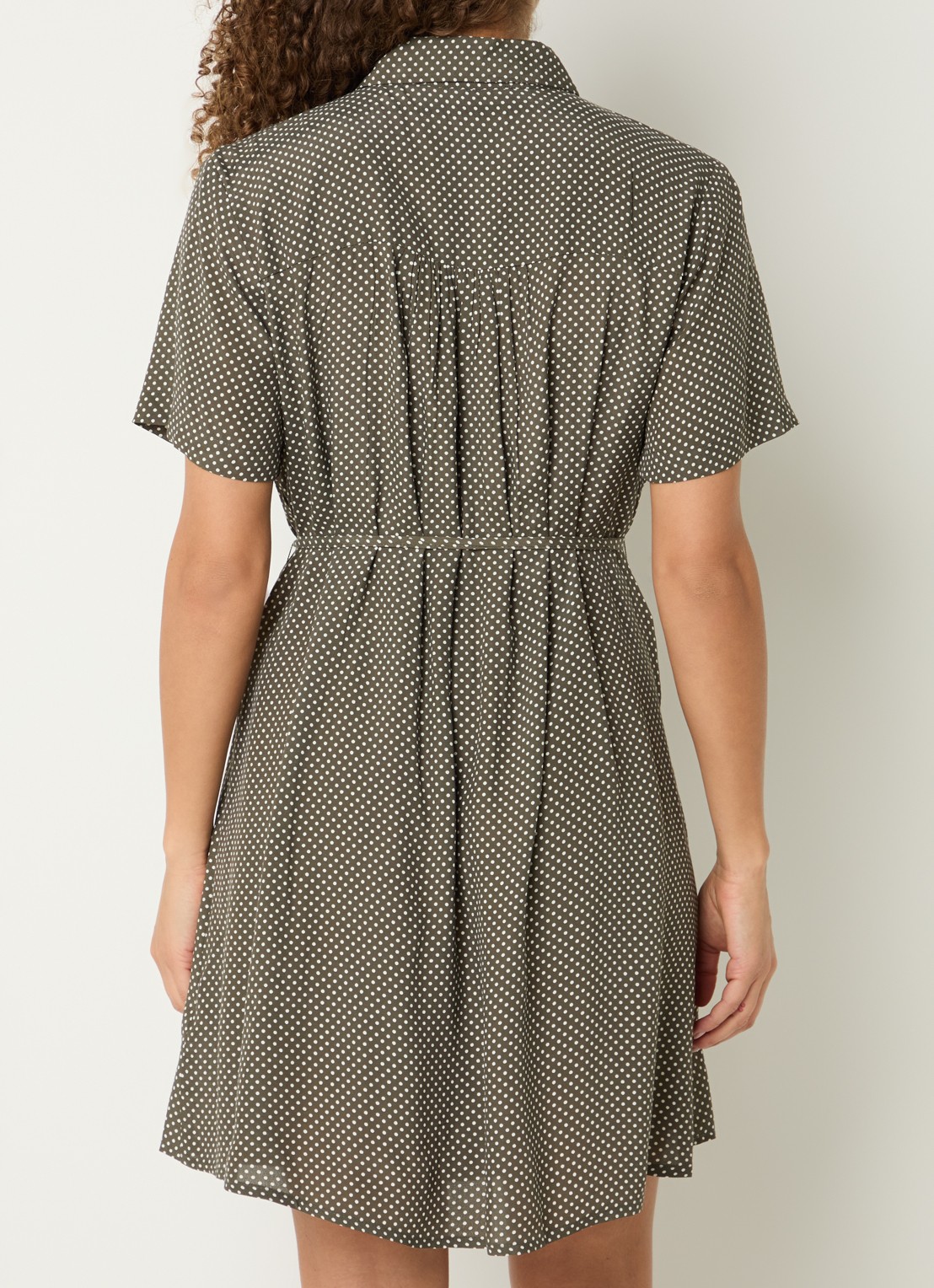 French Connection lizzy Midi blousejurk met strikdetail en print - achterkant 4 bronsgroen
