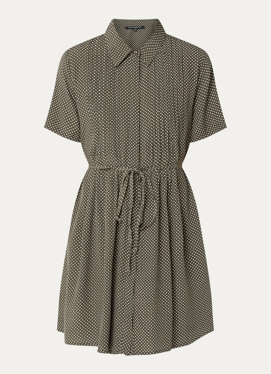 French Connection lizzy Midi blousejurk met strikdetail en print - voorkant bronsgroen