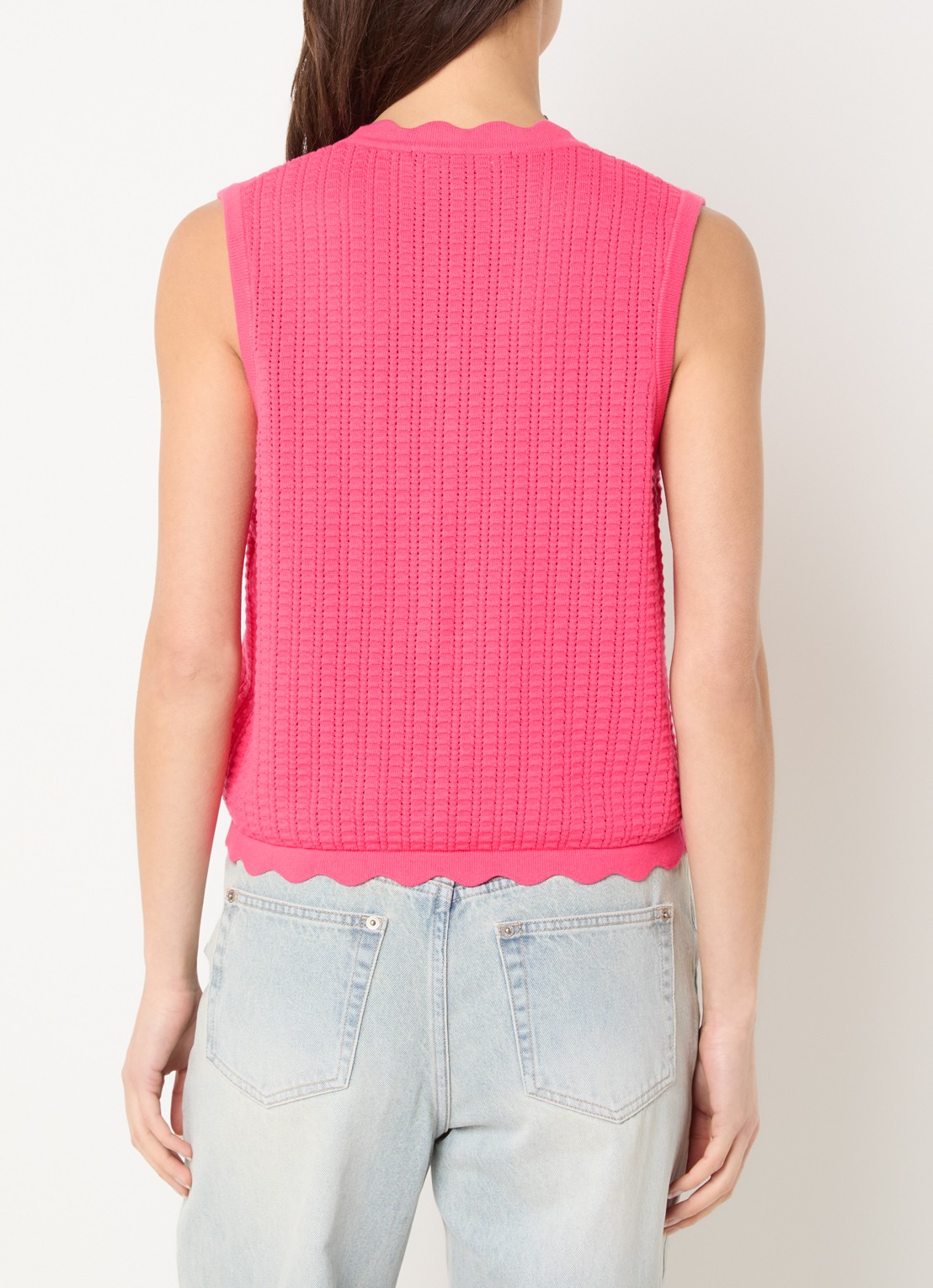 French Connection Lois Mozart fijngebreid gilet met gestrikt detail - achterkant 2 donkerroze