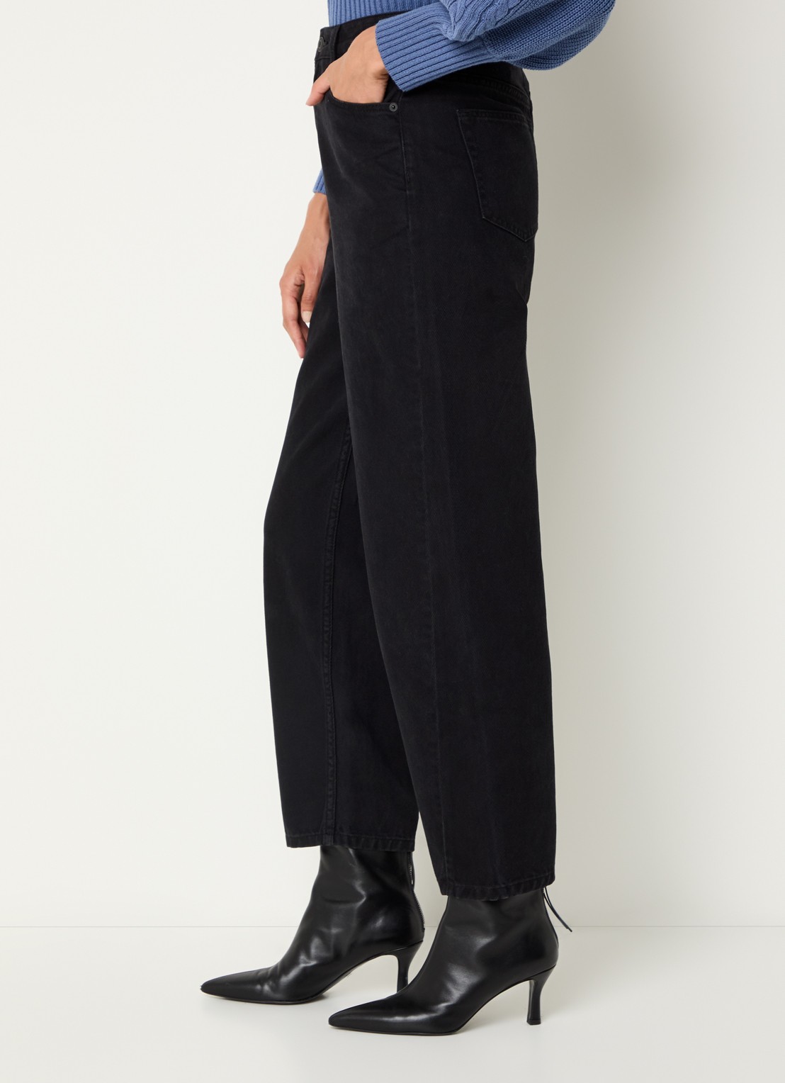 French Connection Loren high waist tapered jeans met gekleurde wassing - detail 2 antraciet