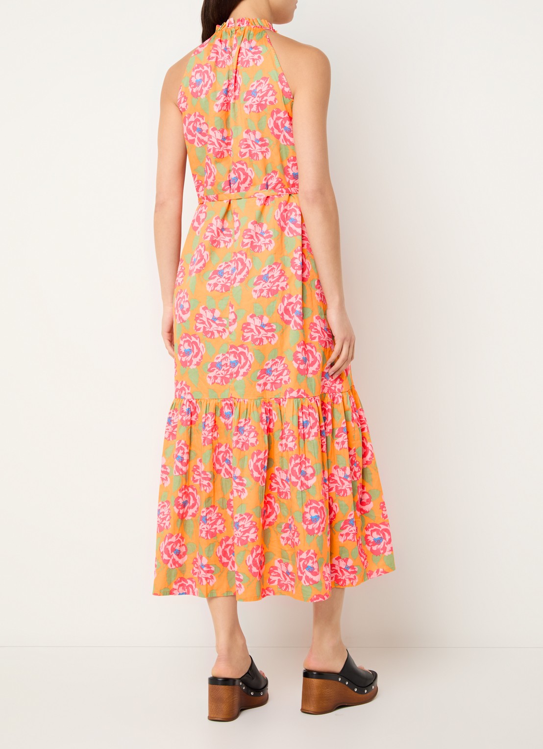 French Connection Louisa Alexis midi tuniekjurk met bloemenprint  - achterkant 4 orange