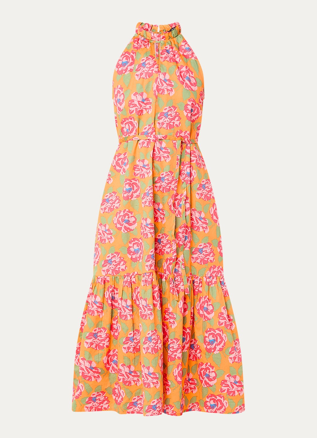 French Connection Louisa Alexis midi tuniekjurk met bloemenprint  - voorkant orange