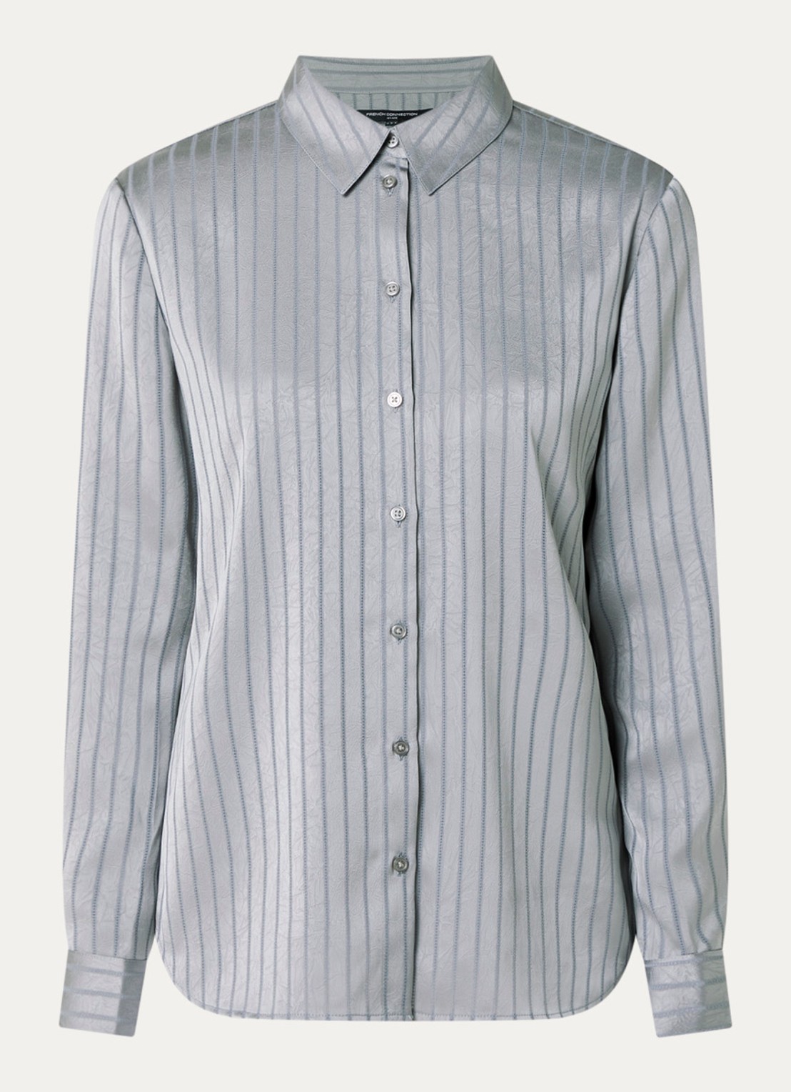 French Connection Maggie blouse van satijn met streepprint - voorkant 3 grijs