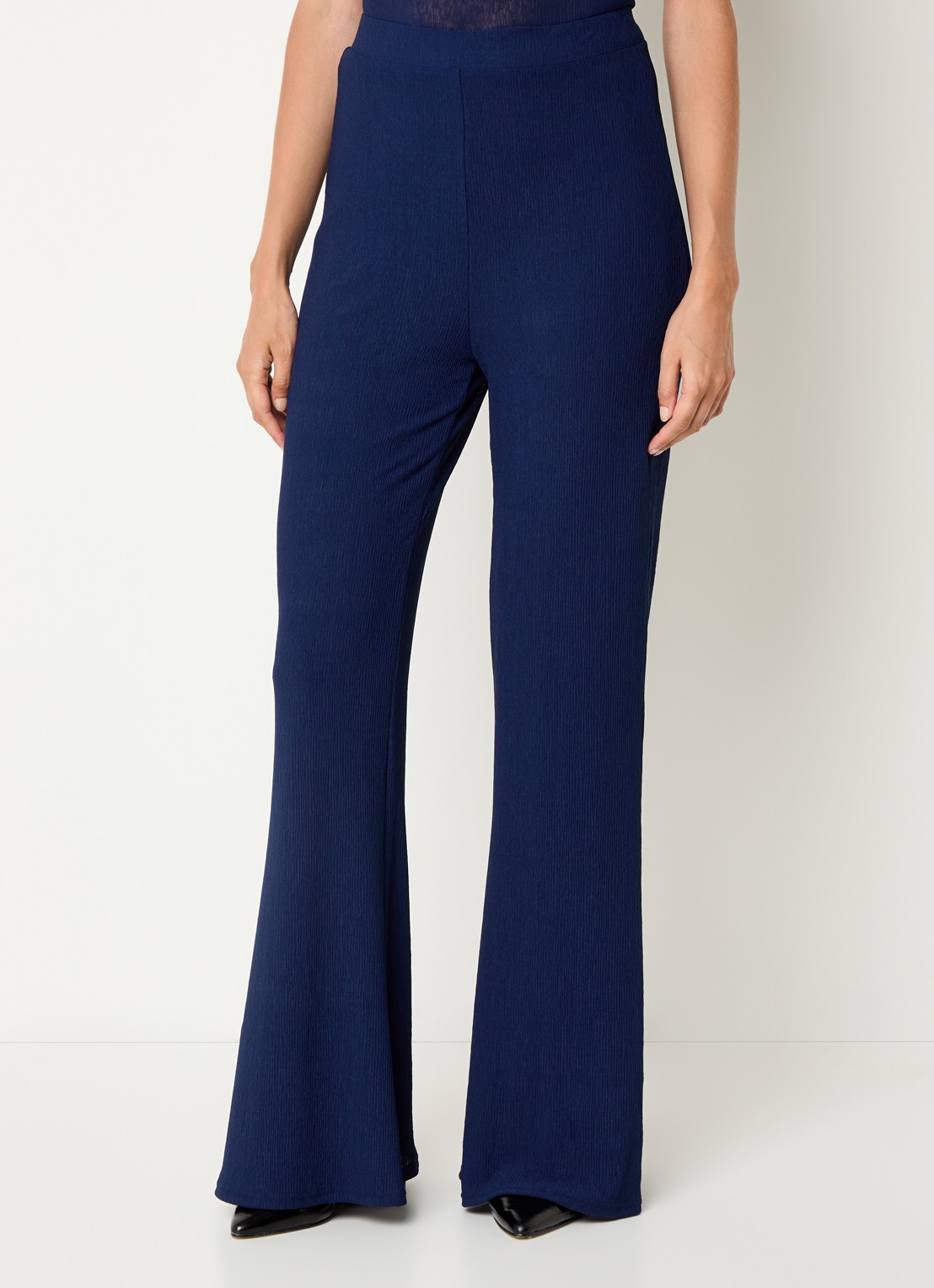 French Connection Meera flared fit pantalon met structuur - detail 4 royalblauw