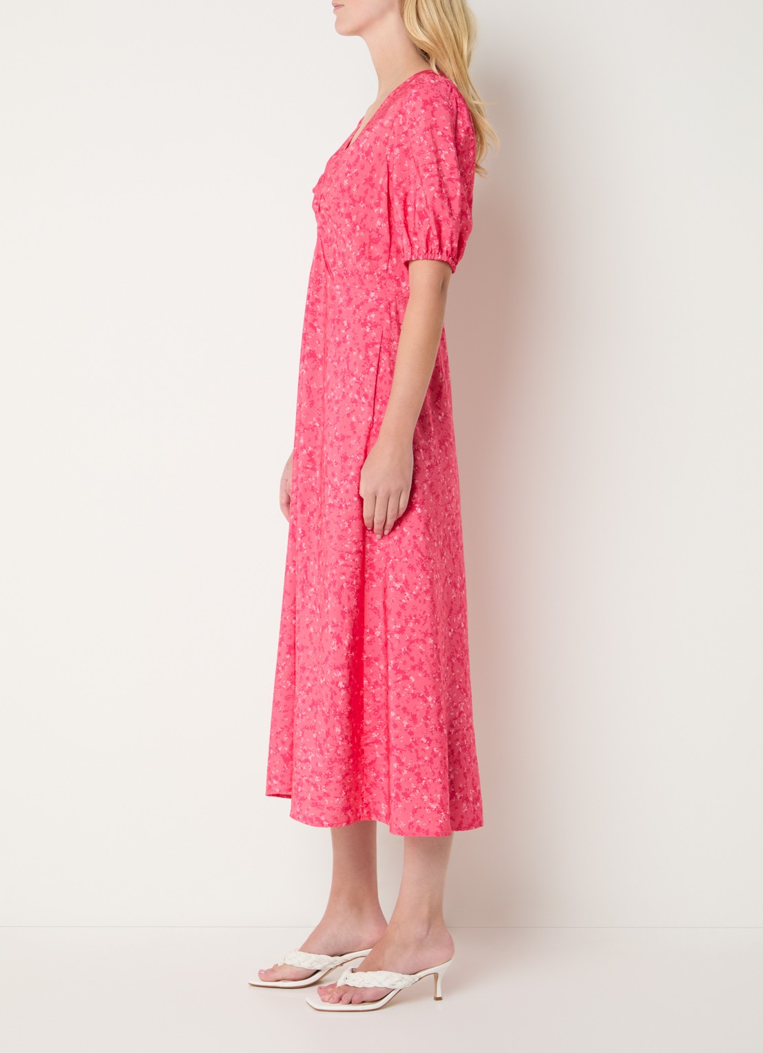 French Connection Melissa midi jurk met print - voorkant 2 donkerroze
