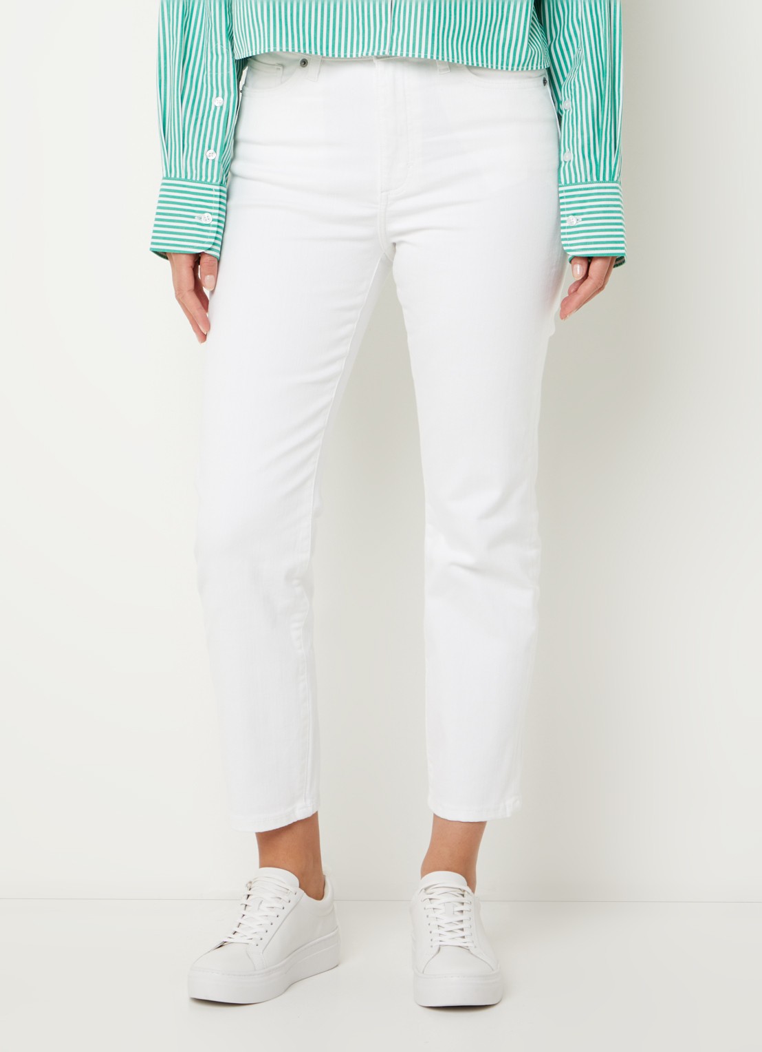 French Connection Mid waist straight leg cropped jeans met gekleurde wassing - detail 3 wit