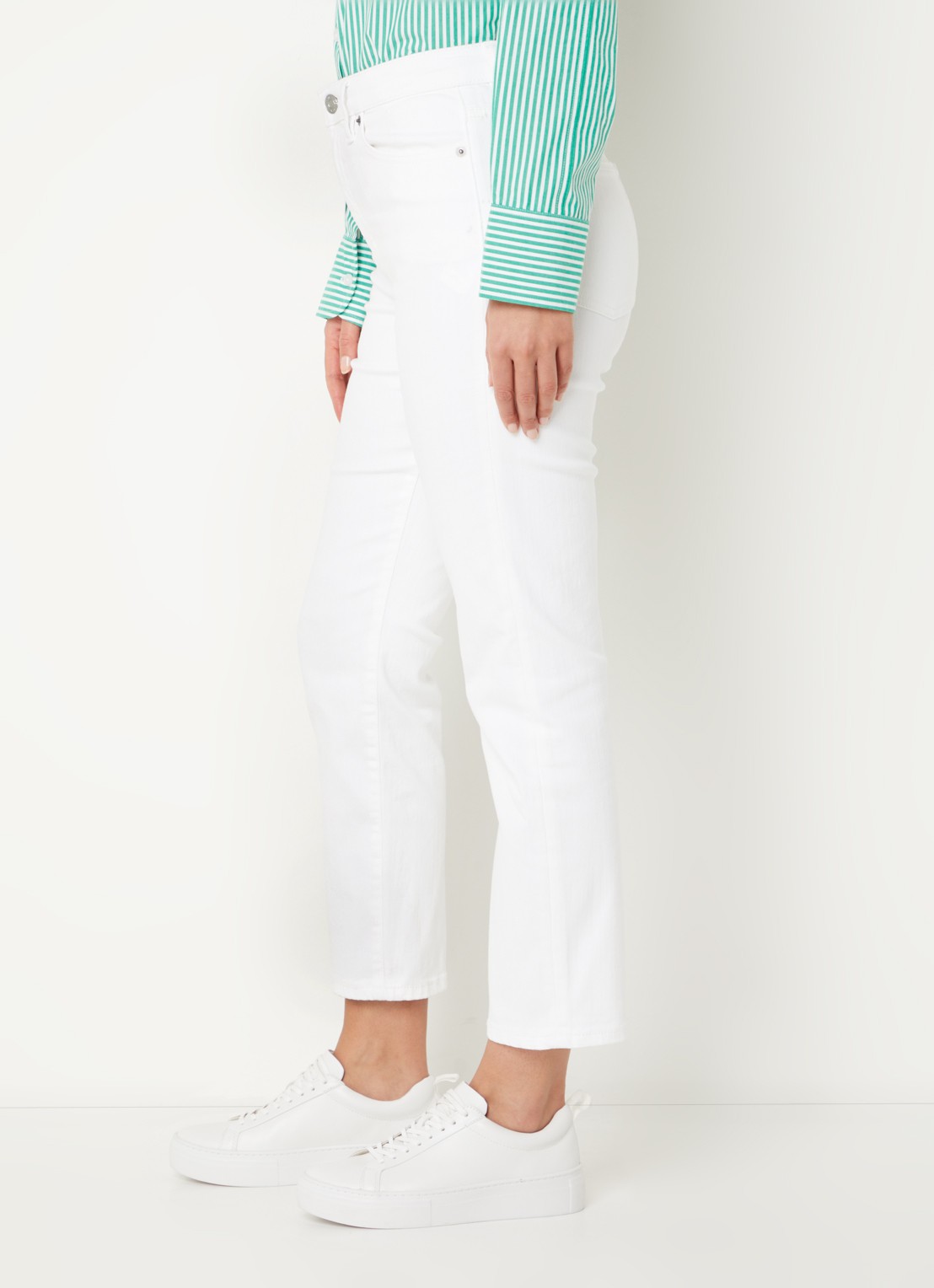 French Connection Mid waist straight leg cropped jeans met gekleurde wassing - detail 4 wit