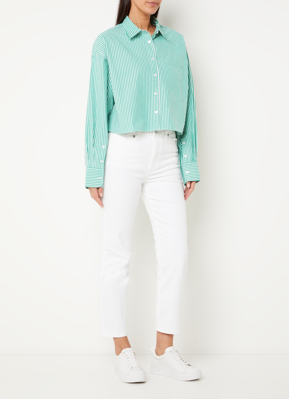 French Connection Mid waist straight leg cropped jeans met gekleurde wassing - voorkant 2 wit