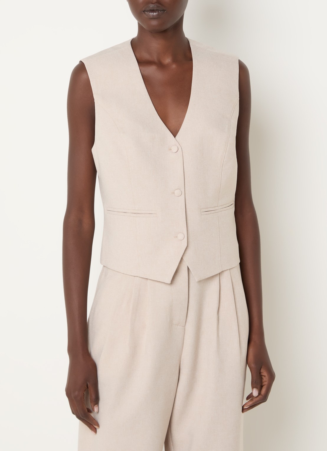 French Connection Misha gilet met ceintuur - detail 4 beige