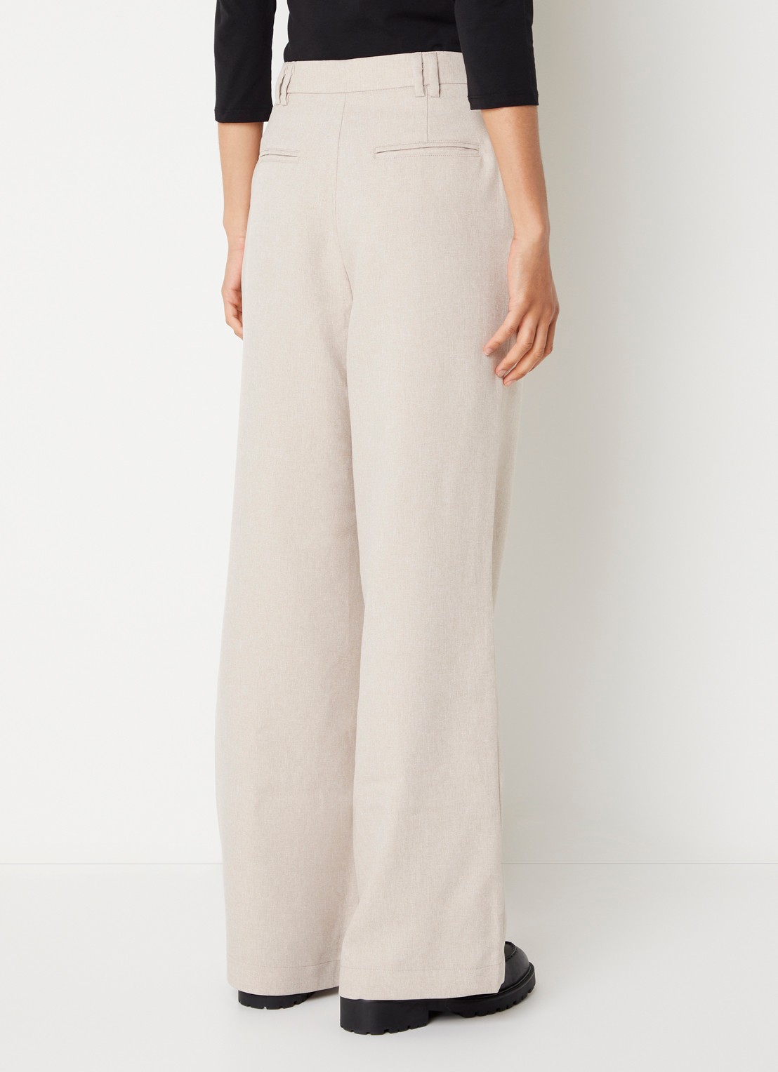 French Connection Misha high waist loose fit pantalon met steekzakken - achterkant 3 beige