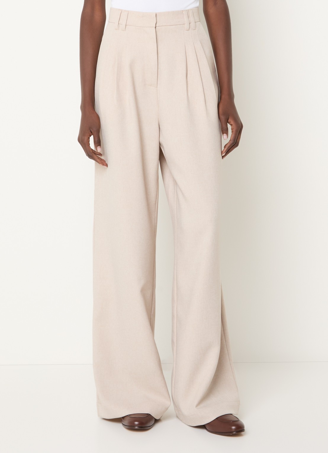 French Connection Misha high waist loose fit pantalon met steekzakken - detail 2 beige