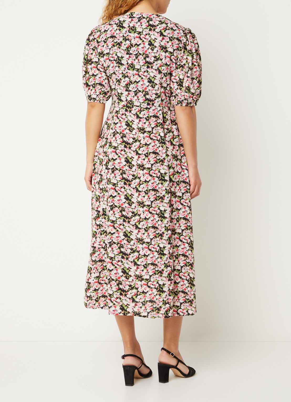 French Connection Molly midi jurk met bloemenprint - achterkant 3 roze