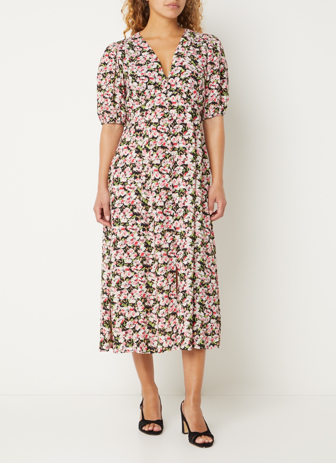 French Connection Molly midi jurk met bloemenprint - detail 4 roze