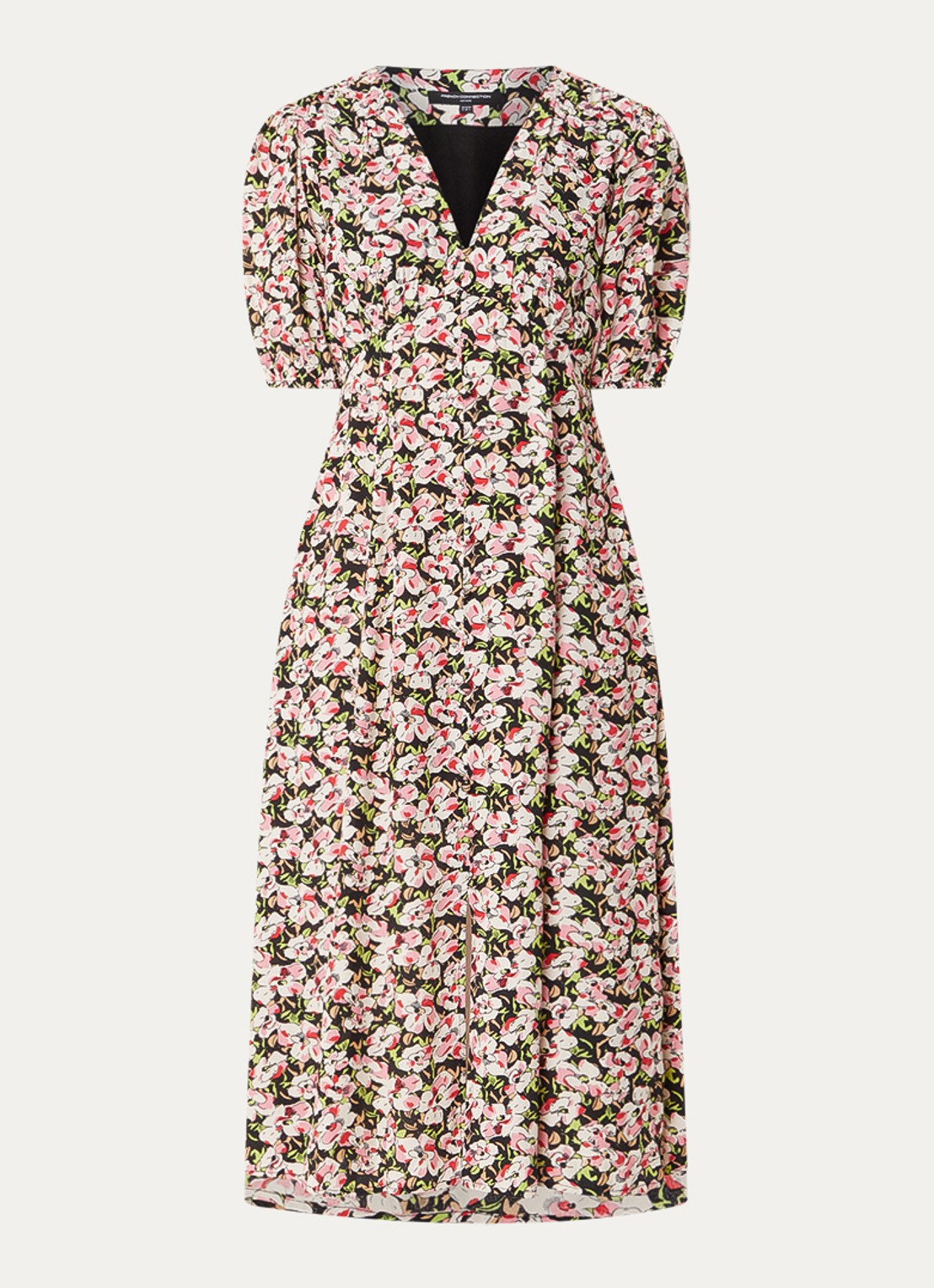 French Connection Molly midi jurk met bloemenprint - voorkant roze