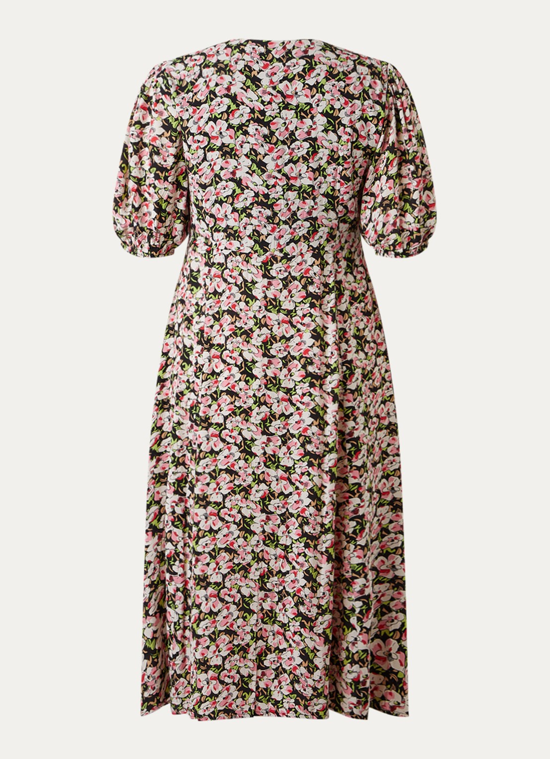 French Connection Molly midi jurk met bloemenprint - voorkant 2 zwart