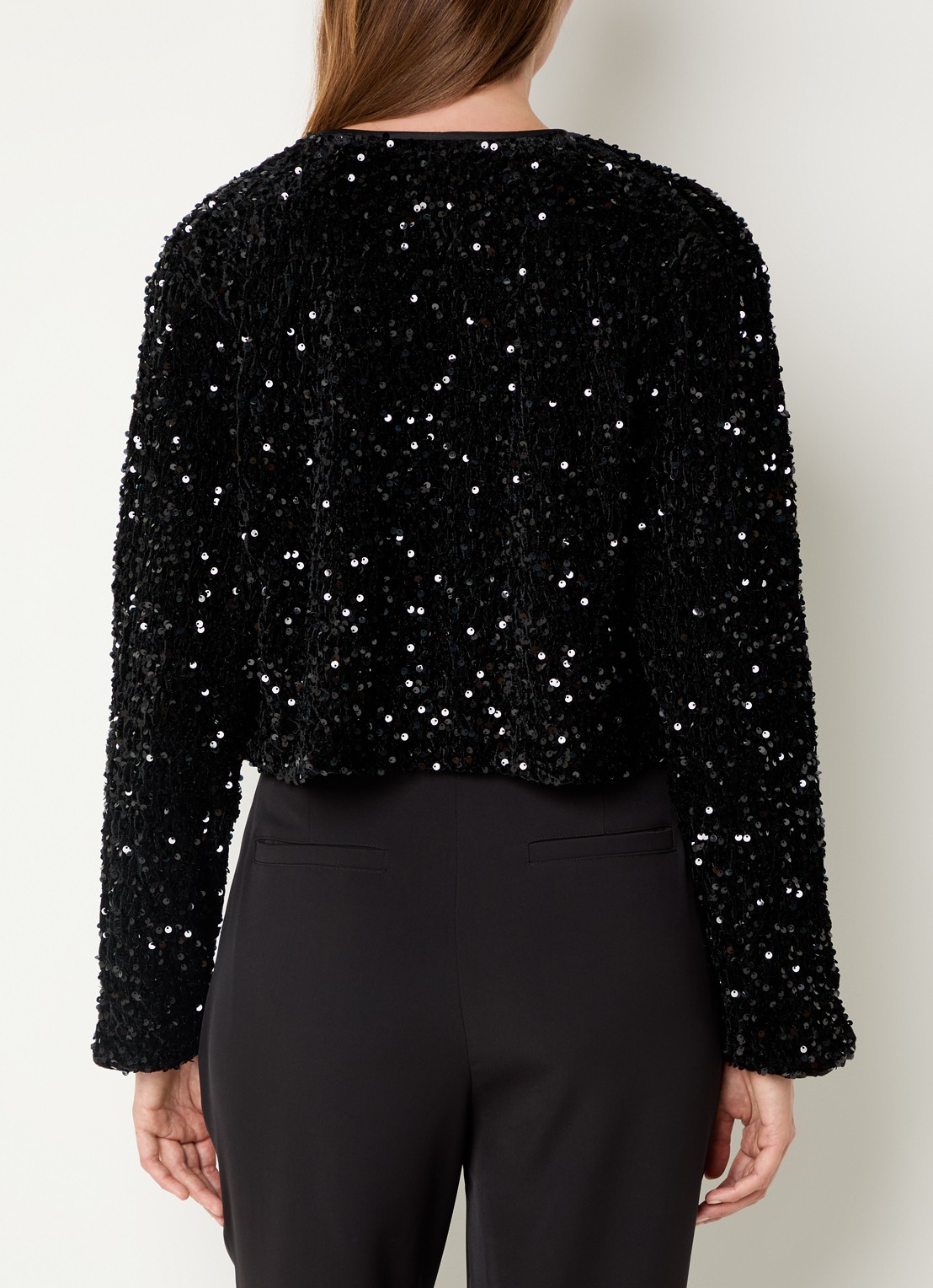 French Connection Monet openvallend vest met pailletten - achterkant 4 zwart