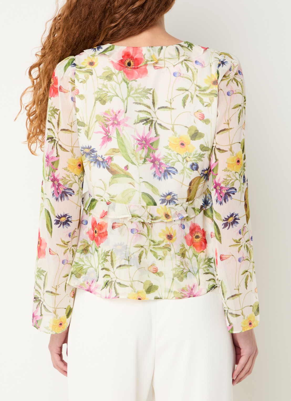 French Connection Monica Hallie blouse met bloemenprint en strikdetail - achterkant 5 groen