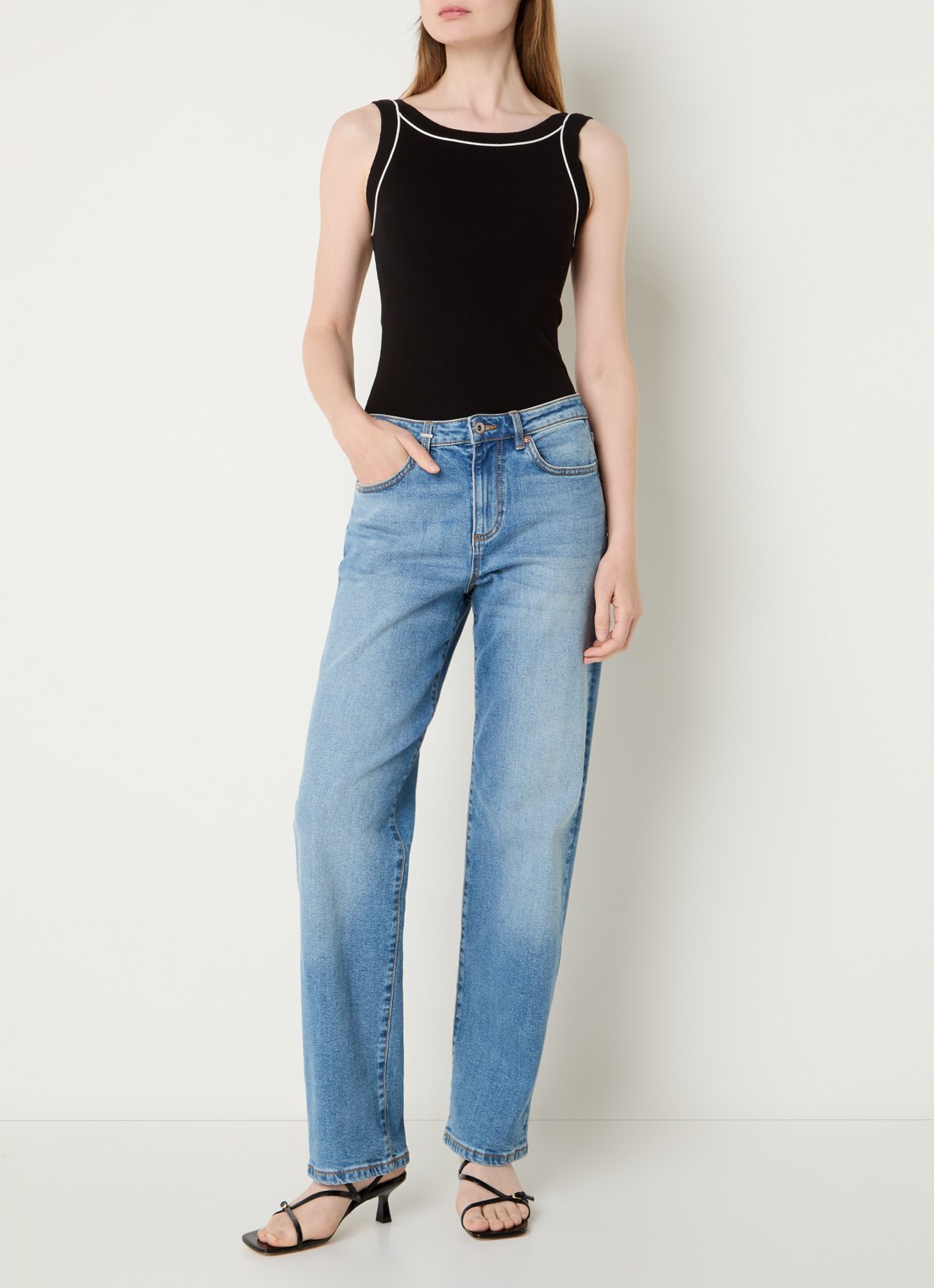 French Connection Mozza top met stretch - voorkant 4 zwart