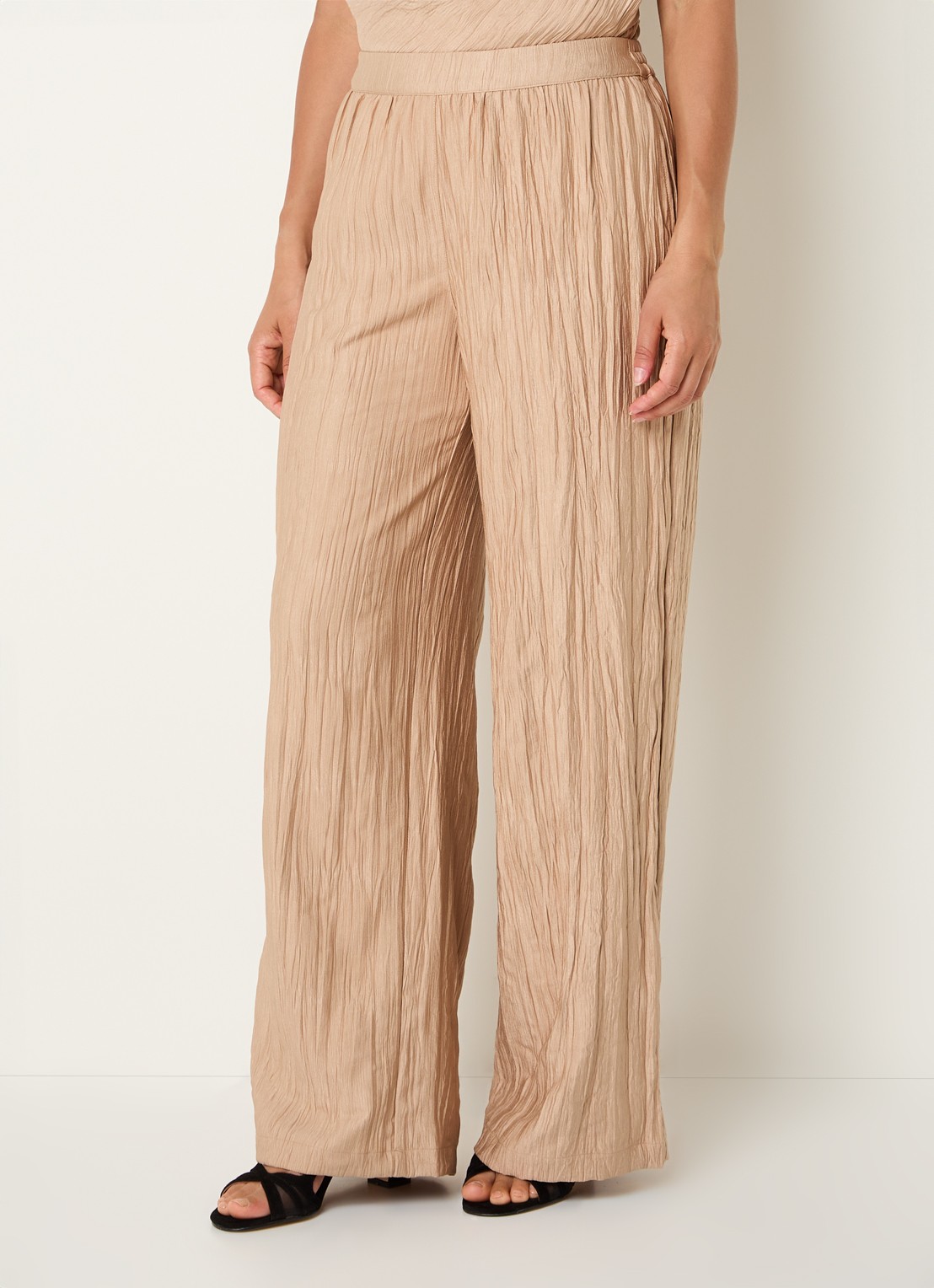 French Connection Novie high waist wide fit broek met steekzakken - detail 3 donkerbeige