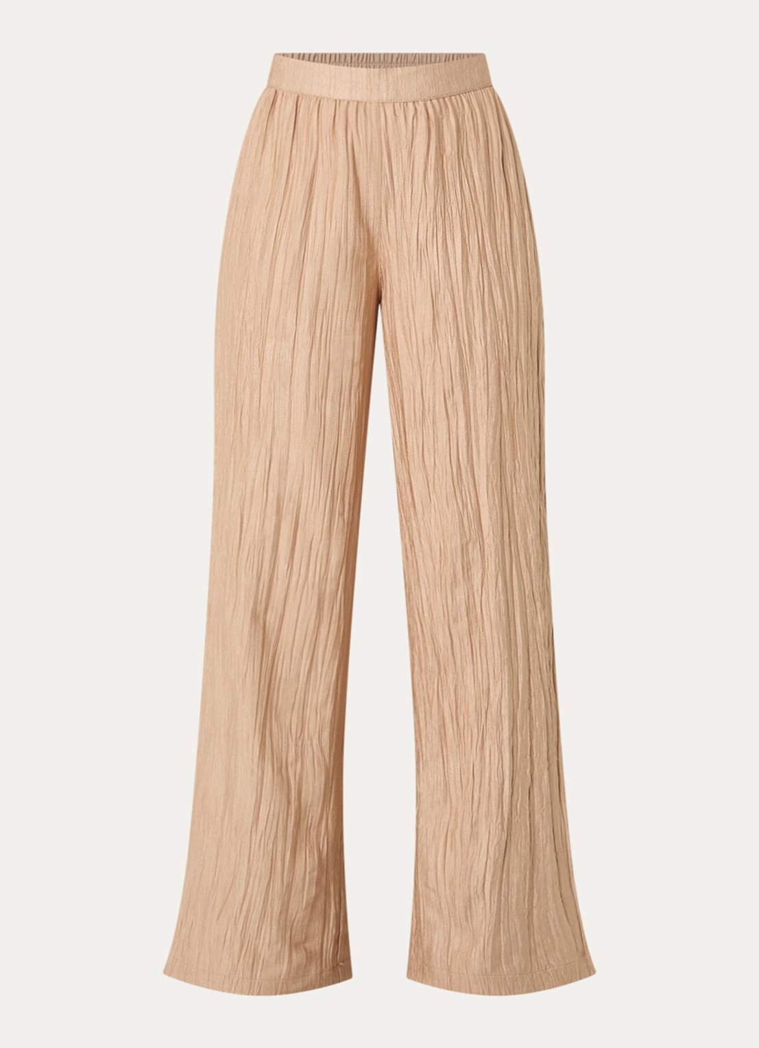 French Connection Novie high waist wide fit broek met steekzakken - voorkant donkerbeige