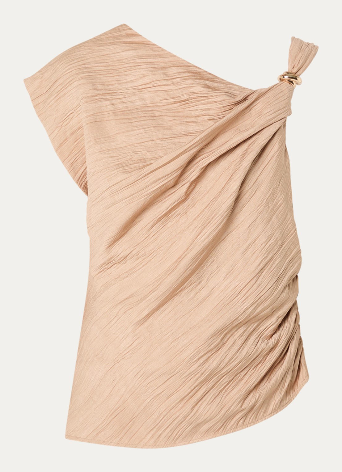 French Connection Novie top met asymmetrische hals - voorkant donkerbeige