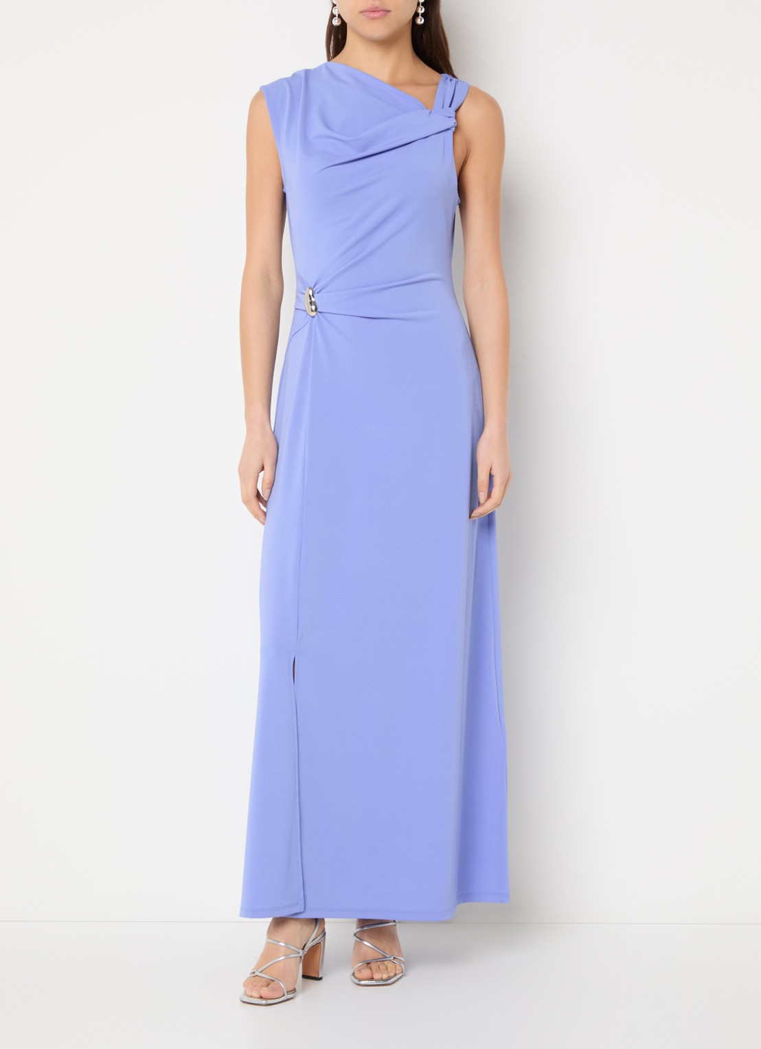French Connection Pascha asymmetrische maxi jurk met gesp detail - detail 4 lavendel