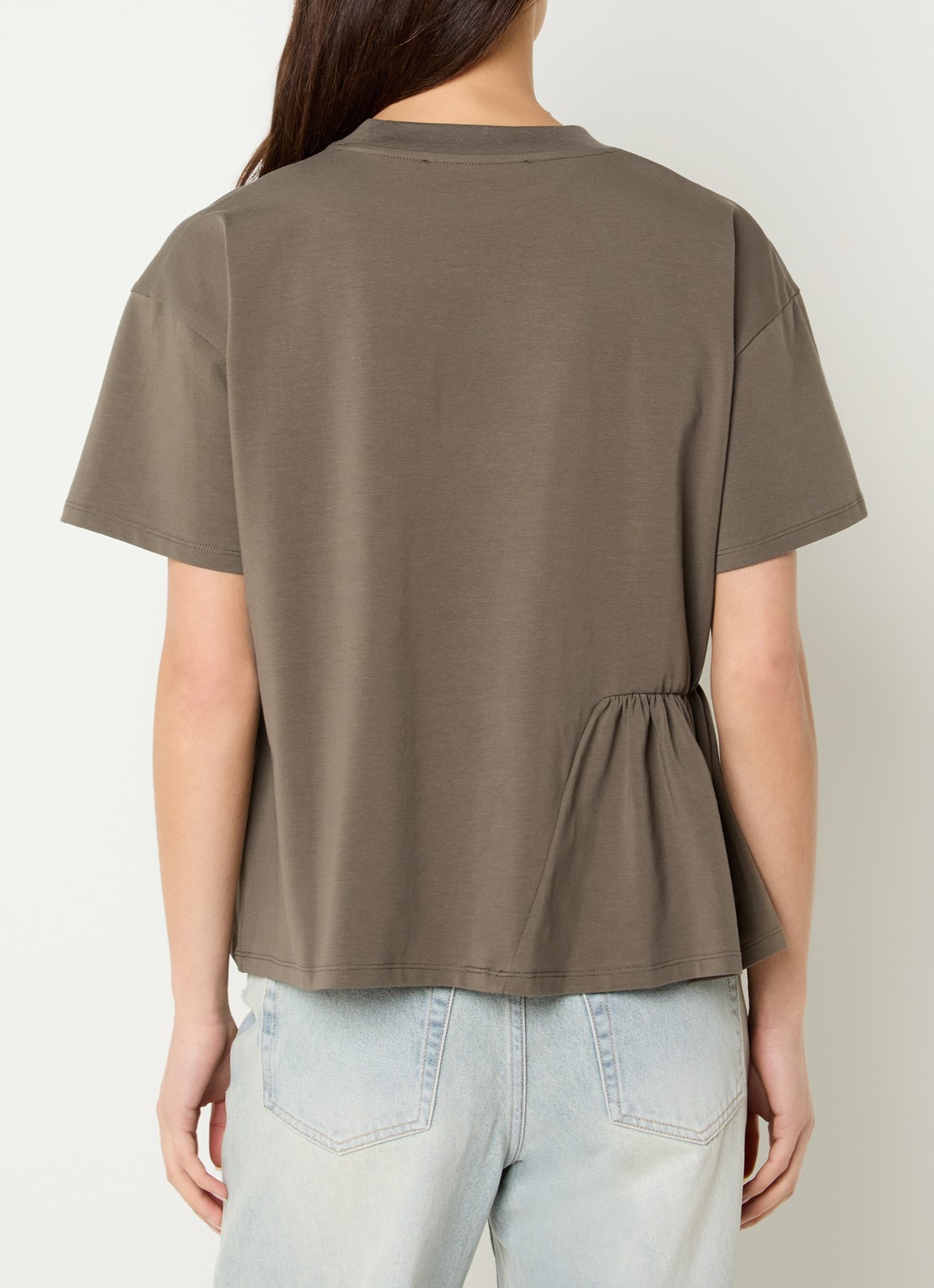 French Connection Rallie T-shirt met asymmetrisch detail - achterkant 3 khaki