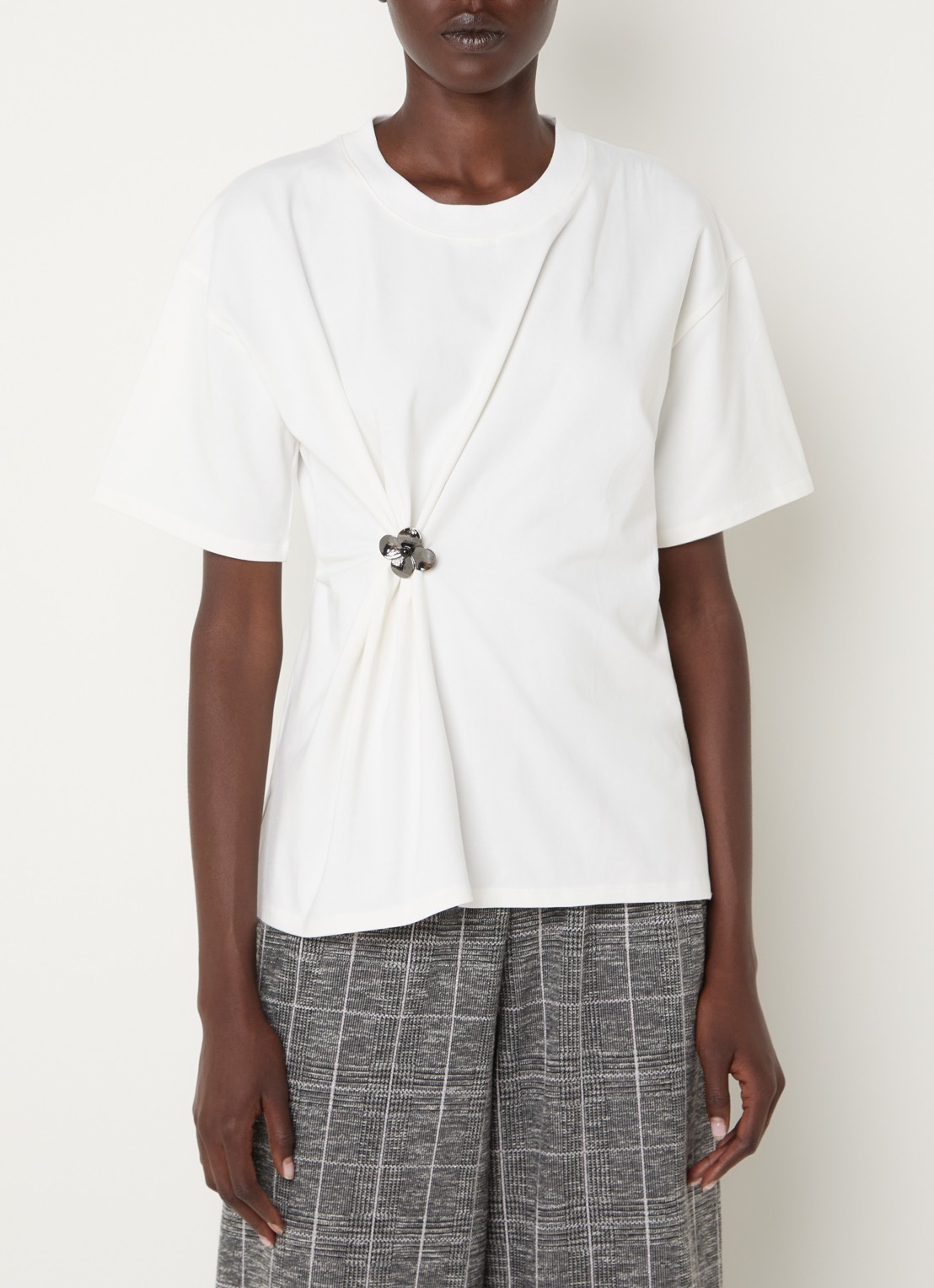 French Connection Rallie T-shirt met gedrapeerd detail en applicatie - detail 3 wit