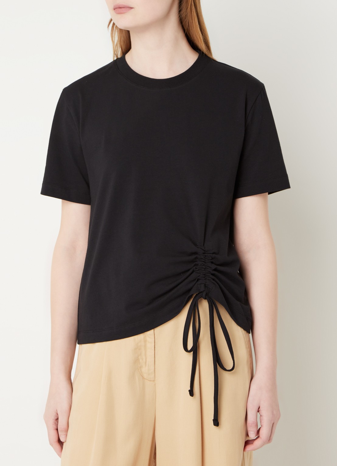 French Connection Rallie t-shirt met rijgdetail - detail 2 zwart