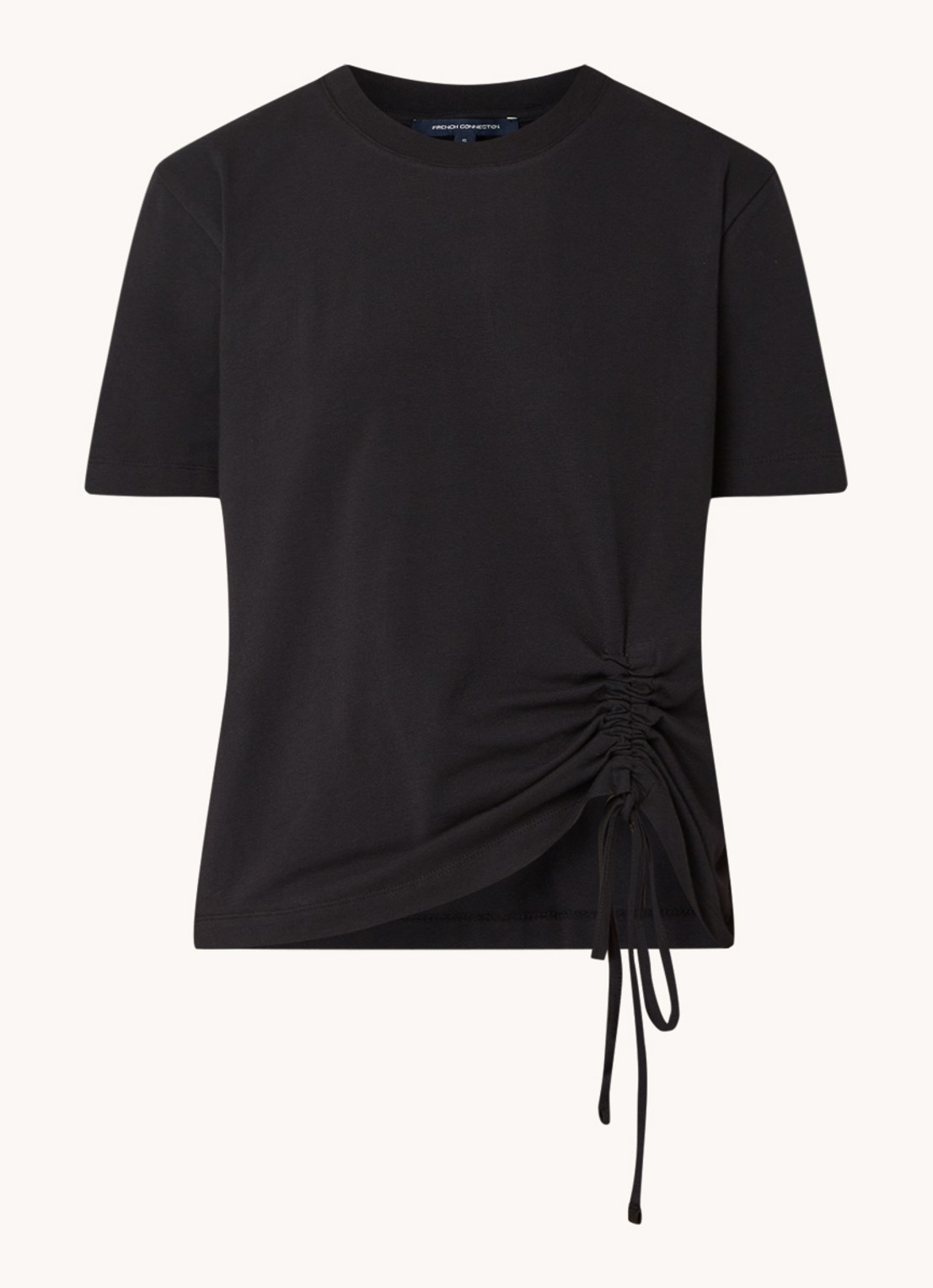 French Connection Rallie t-shirt met rijgdetail - voorkant 3 zwart