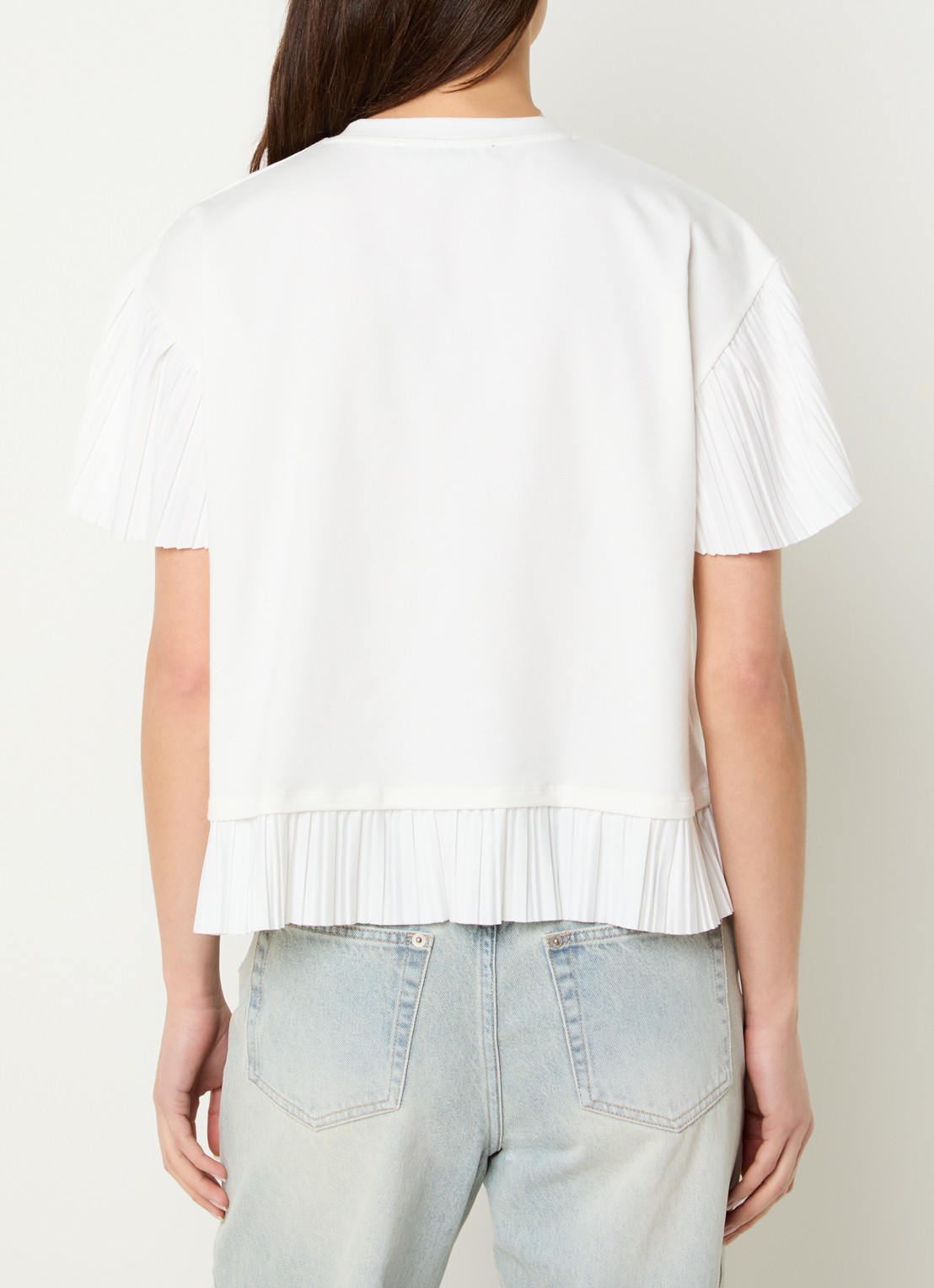 French Connection Rallie T-shirt met vlindermouwen en plissé - achterkant wit
