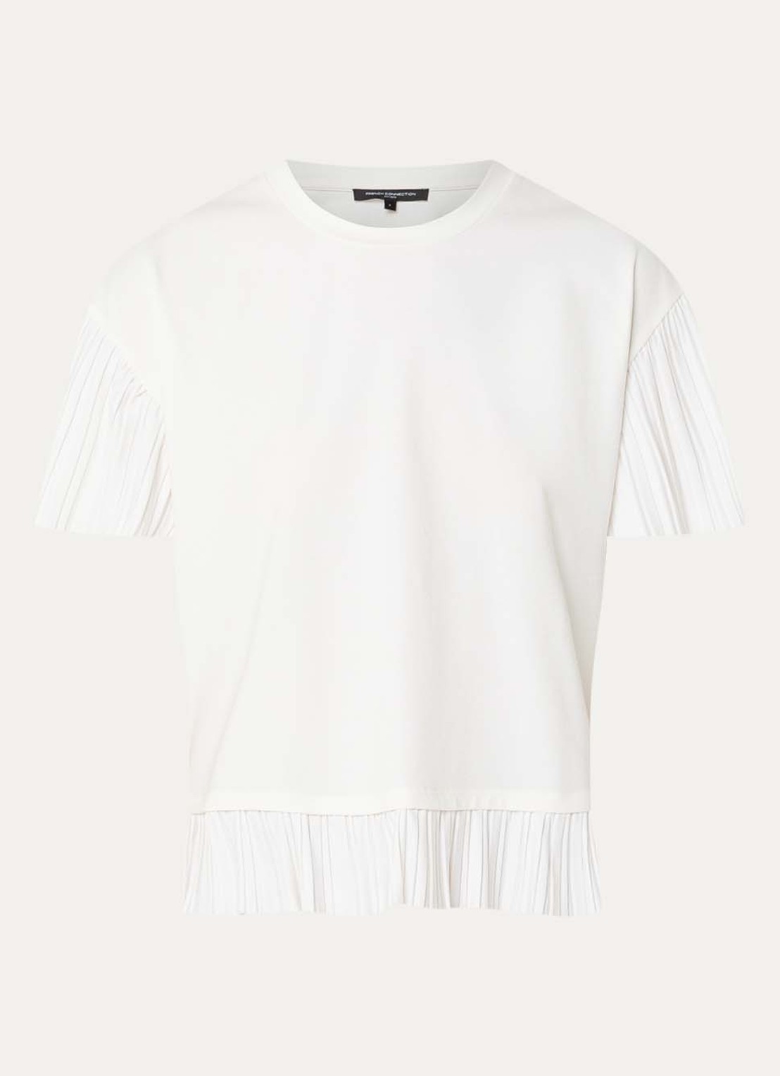 French Connection Rallie T-shirt met vlindermouwen en plissé - voorkant 2 wit